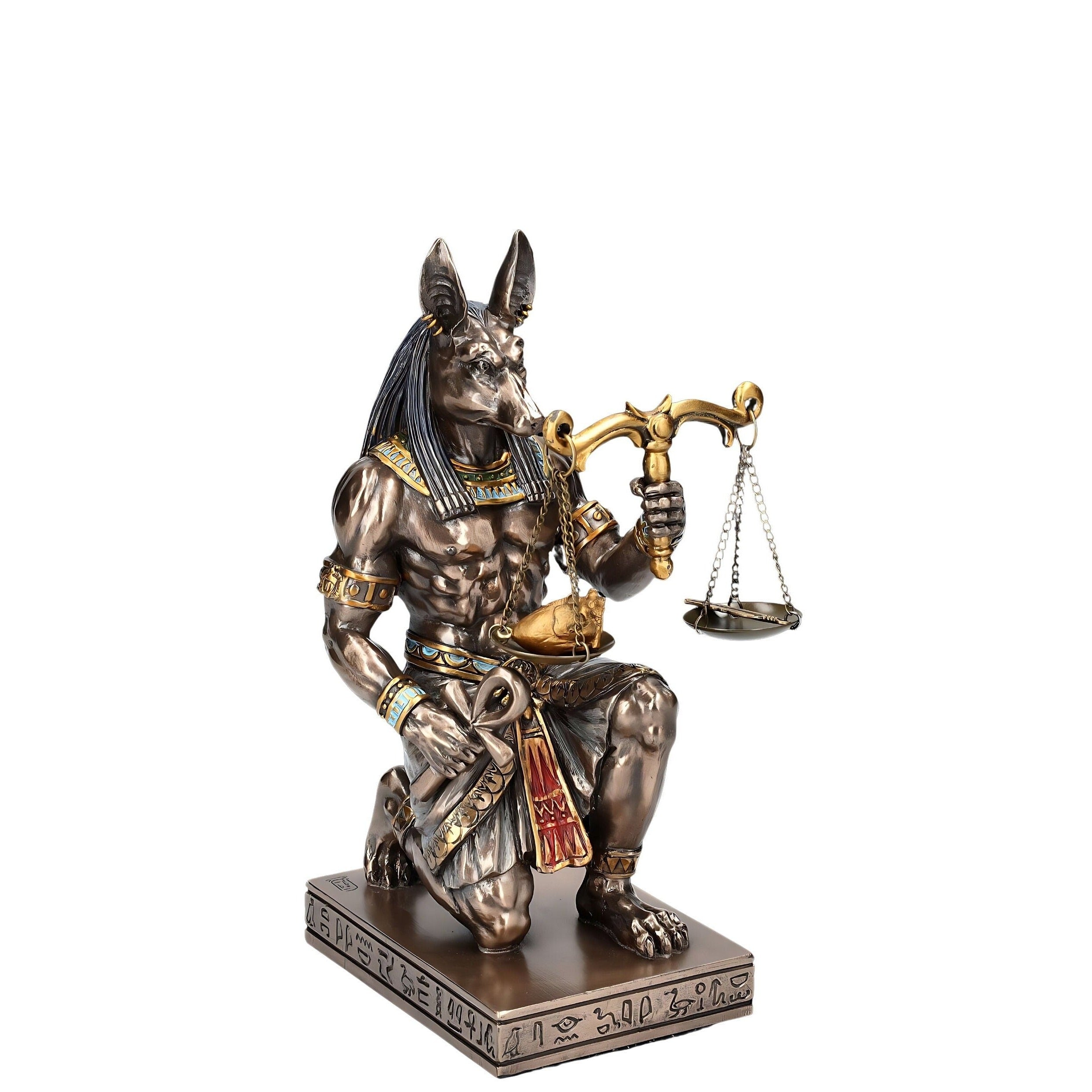 Anubis Statue Kneeling - Scale with Heart and Feather