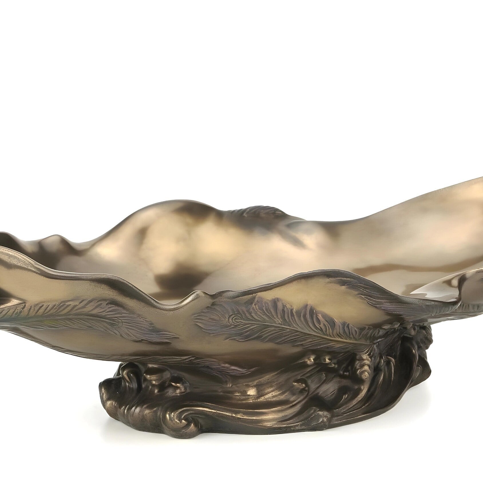 17.51 Inches Art nouveau Large Twin Peacock Centerpiece Bowl