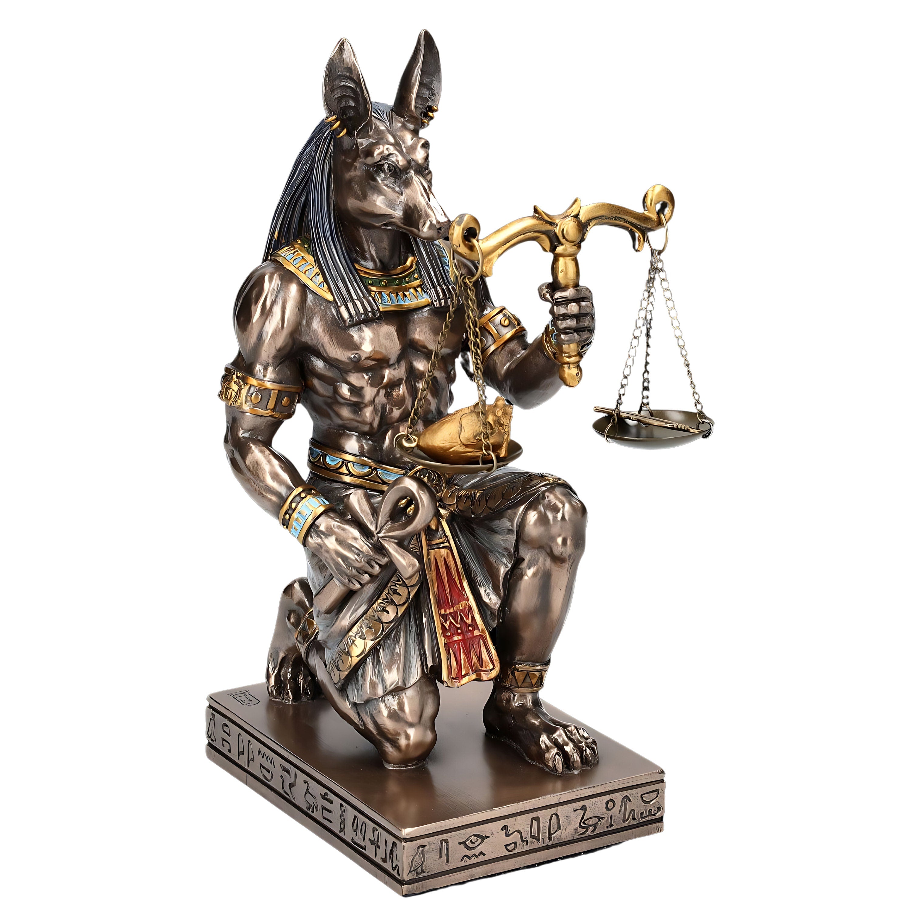 Anubis Statue Kneeling - Scale with Heart and Feather