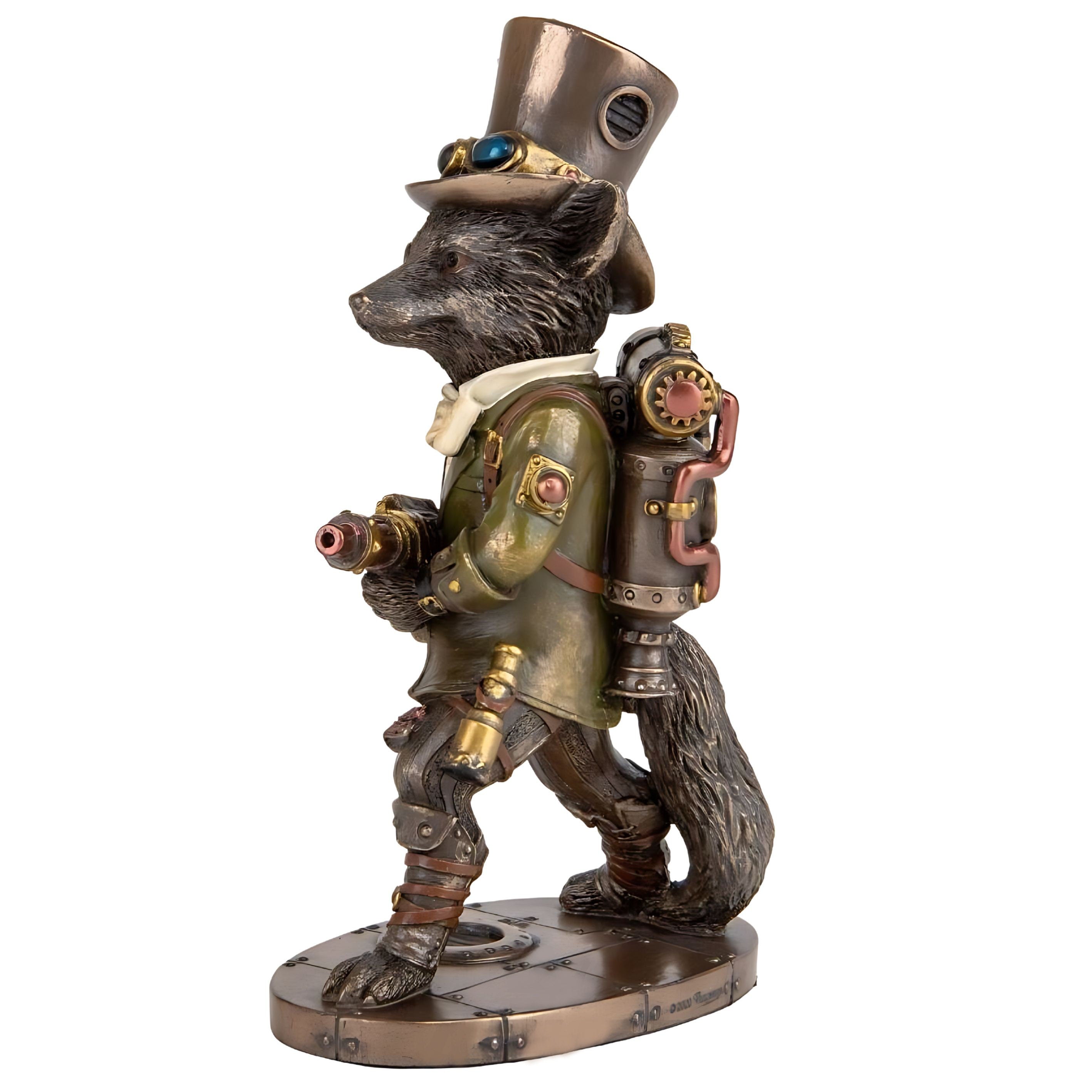 6 Inches Steampunk Stagecoach Gentleman Fox Bandit Statue