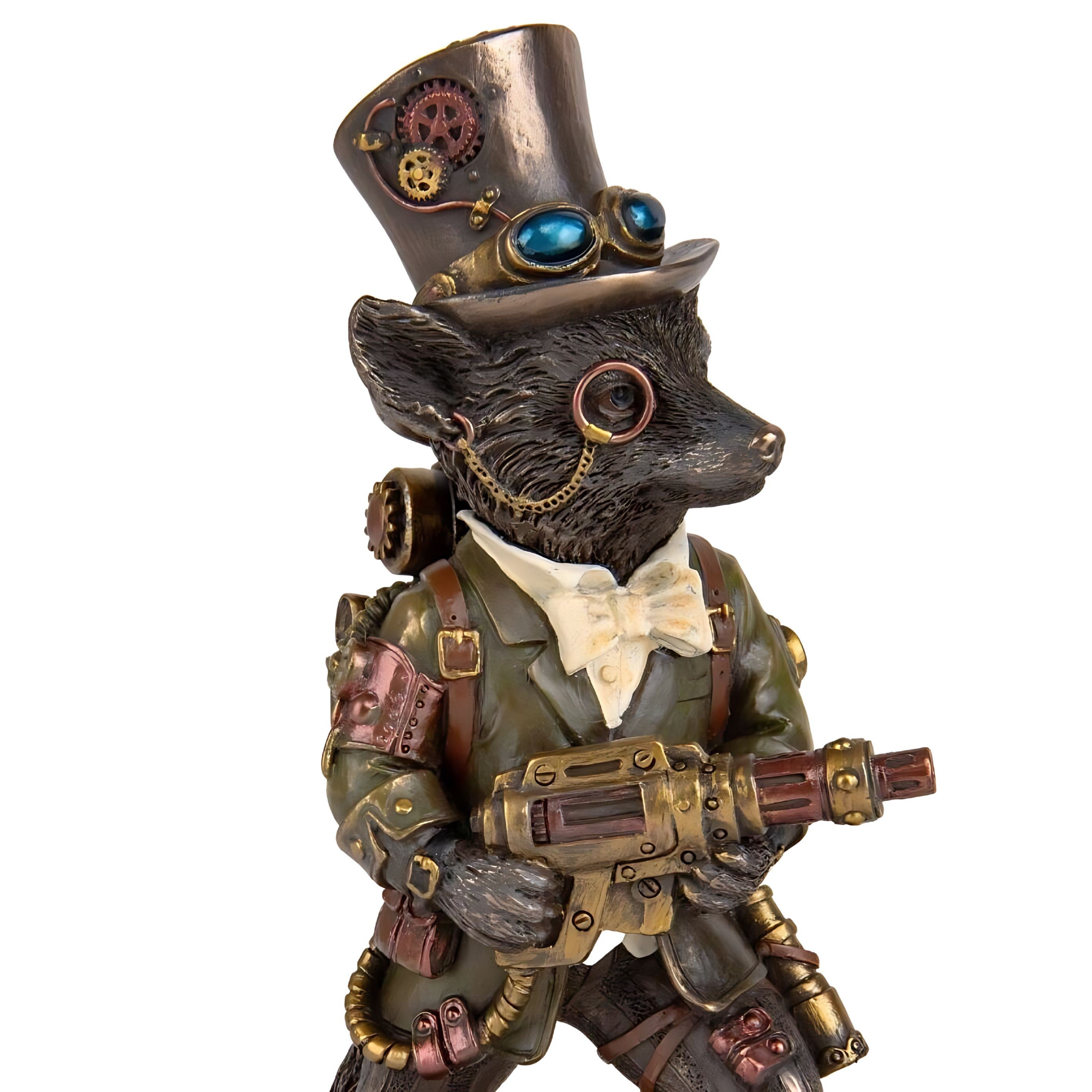 6 Inches Steampunk Stagecoach Gentleman Fox Bandit Statue
