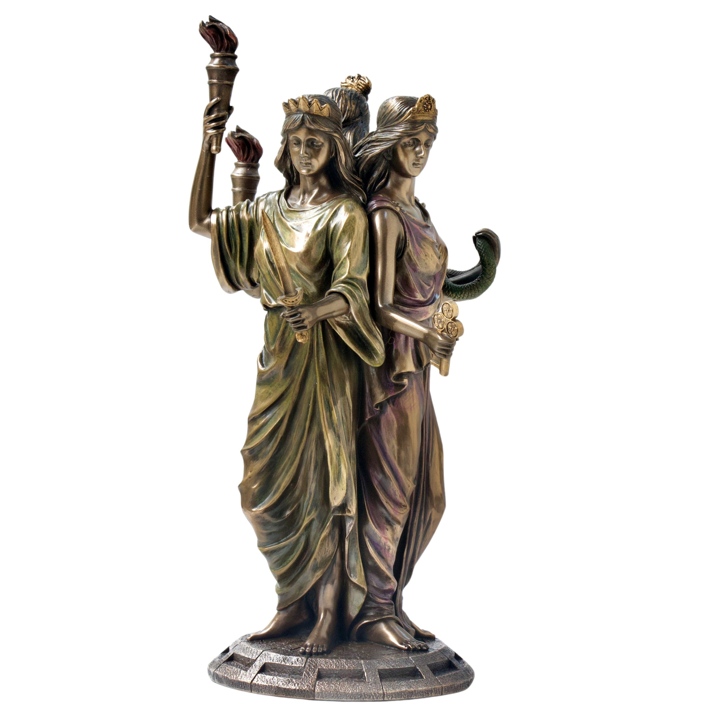 Hecate Statue: Bronzed Greek Goddess Figurine
