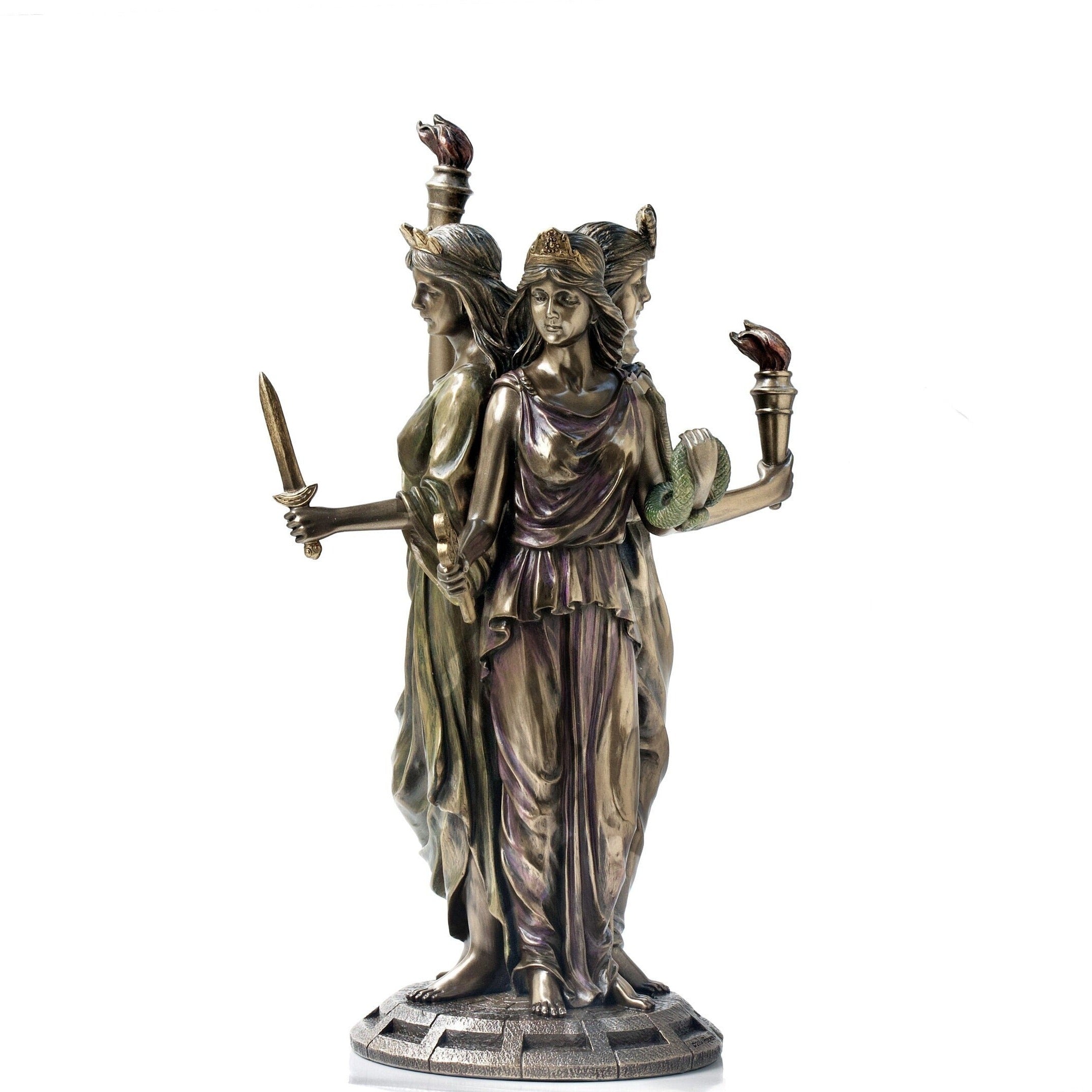 Hecate Statue: Bronzed Greek Goddess Figurine