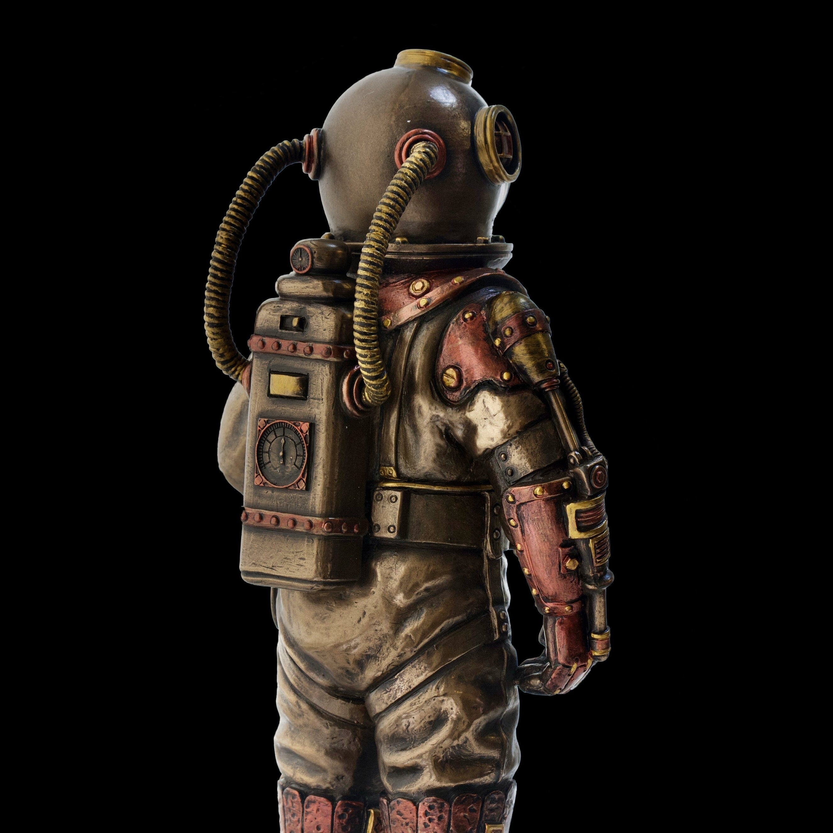 Steampunk Skeleton in Diver Suit with Led Light Statue