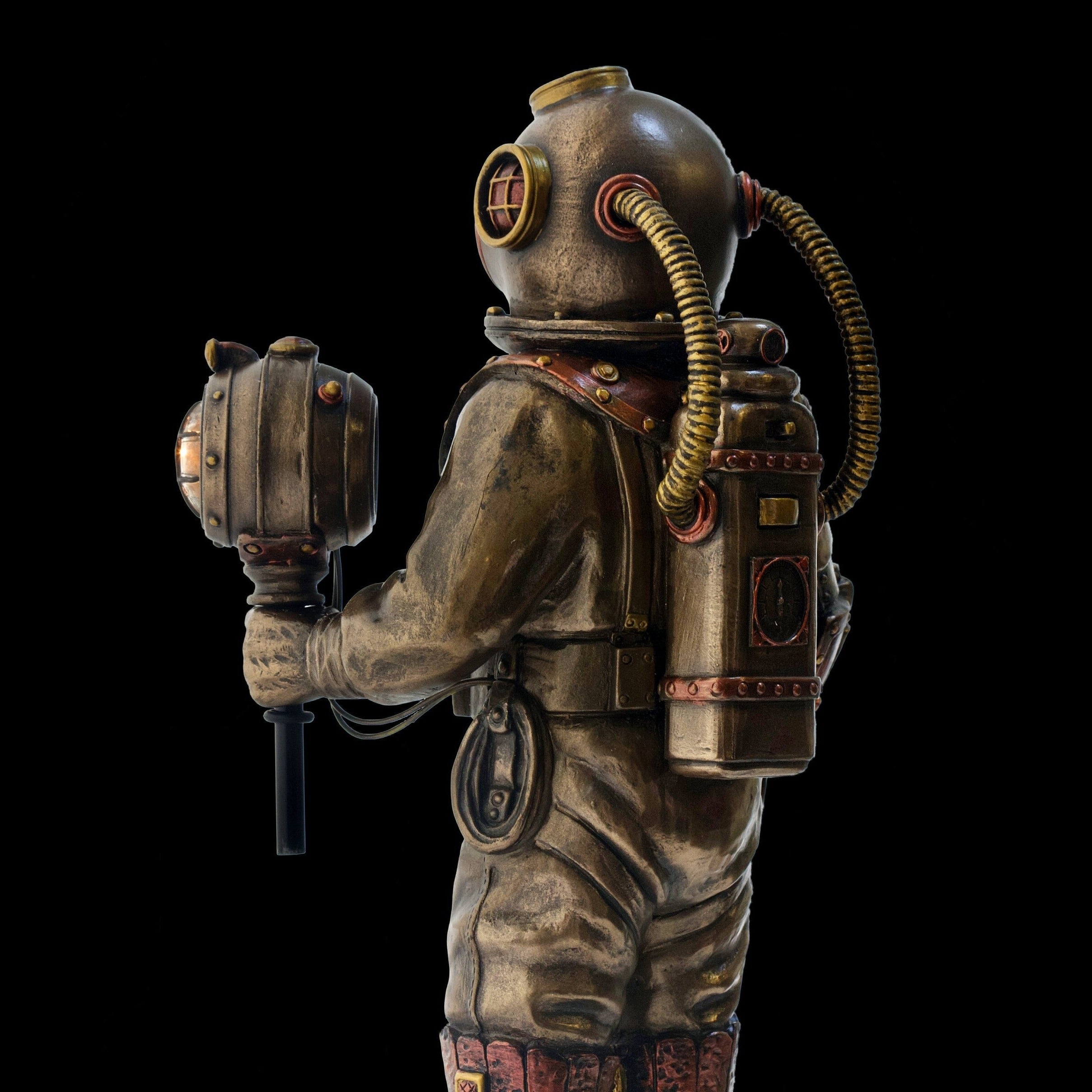 Steampunk Skeleton in Diver Suit with Led Light Statue