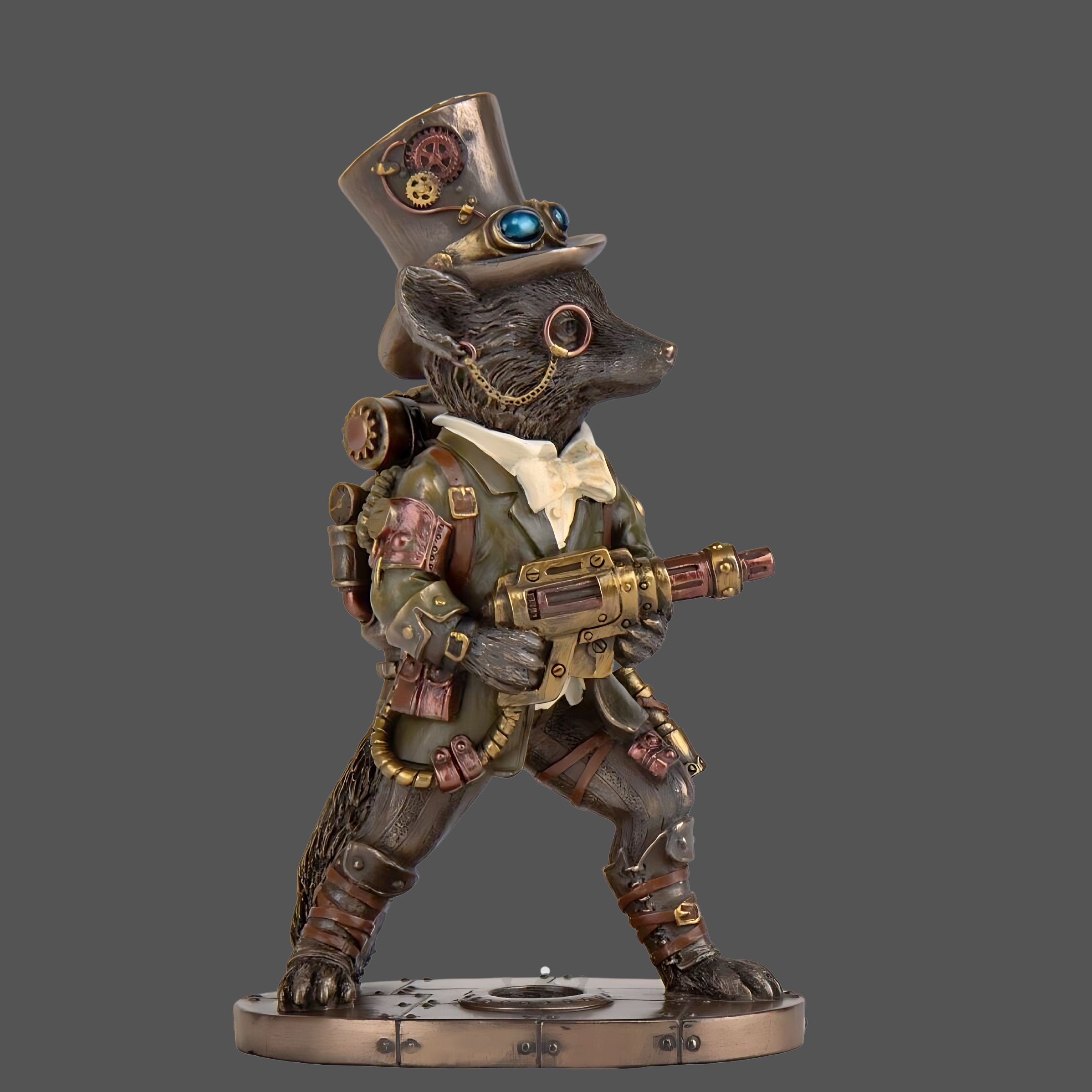 6 Inches Steampunk Stagecoach Gentleman Fox Bandit Statue