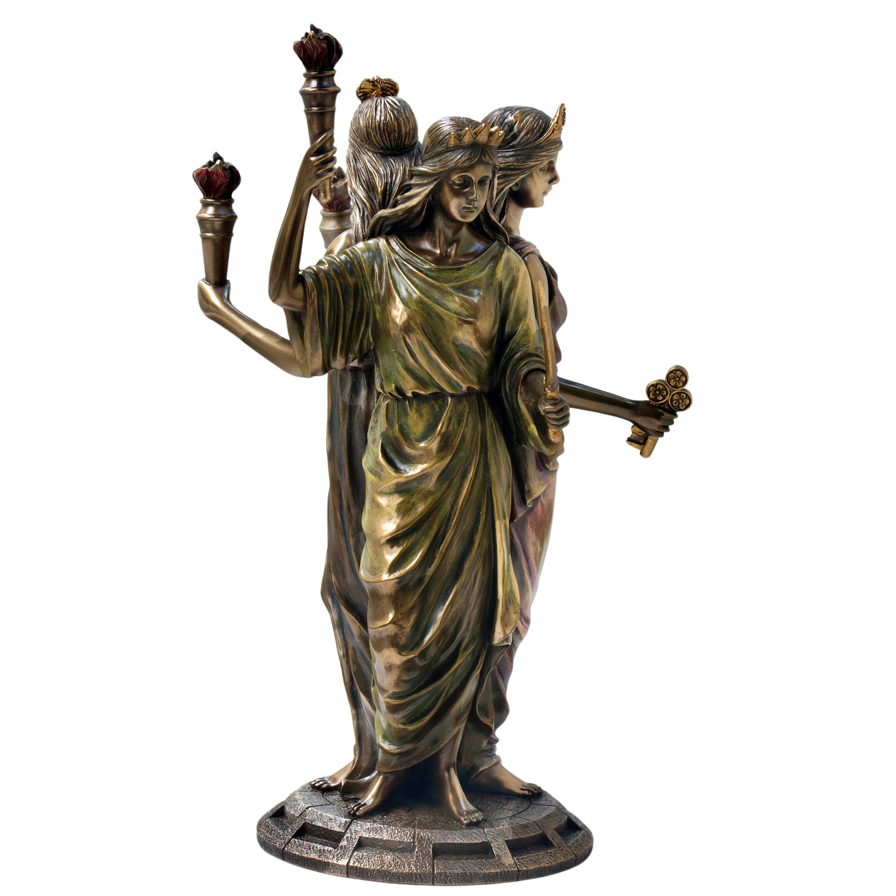 Hecate Statue: Bronzed Greek Goddess Figurine