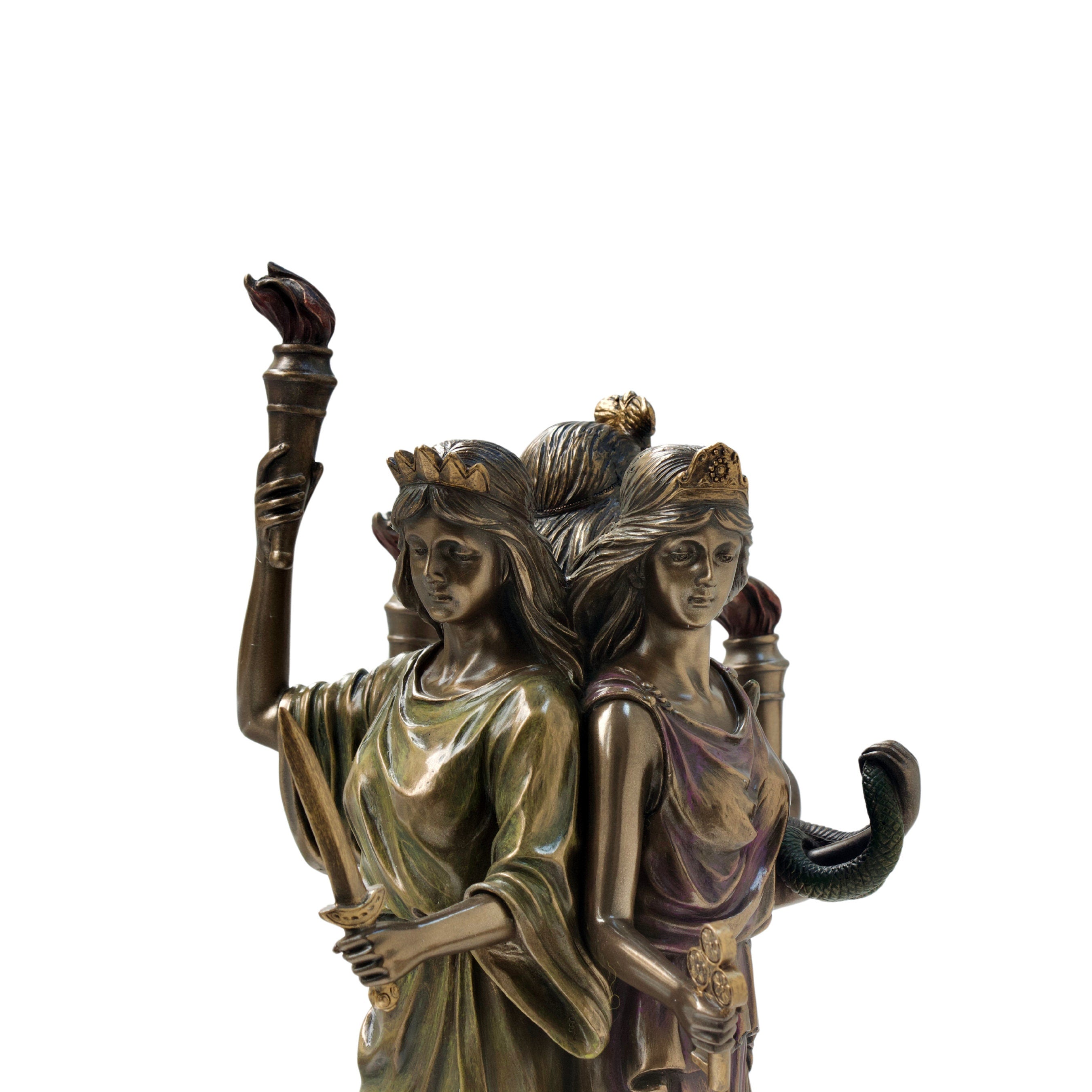 Hecate Statue: Bronzed Greek Goddess Figurine