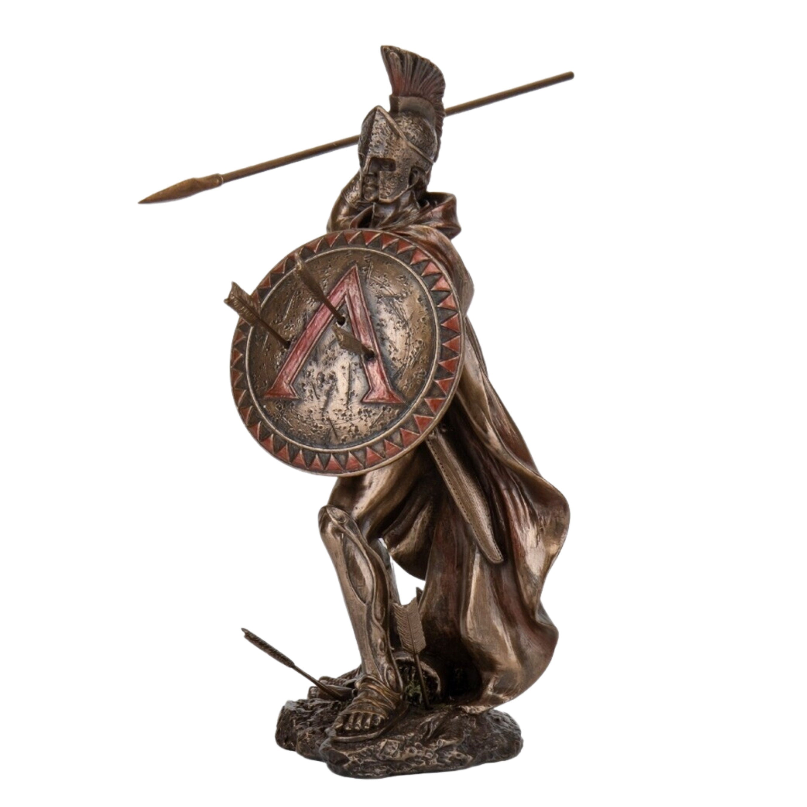 12.79 Inches Leonidas Spartan King Statue. Leonidas with Spear and Shield Sculpture.