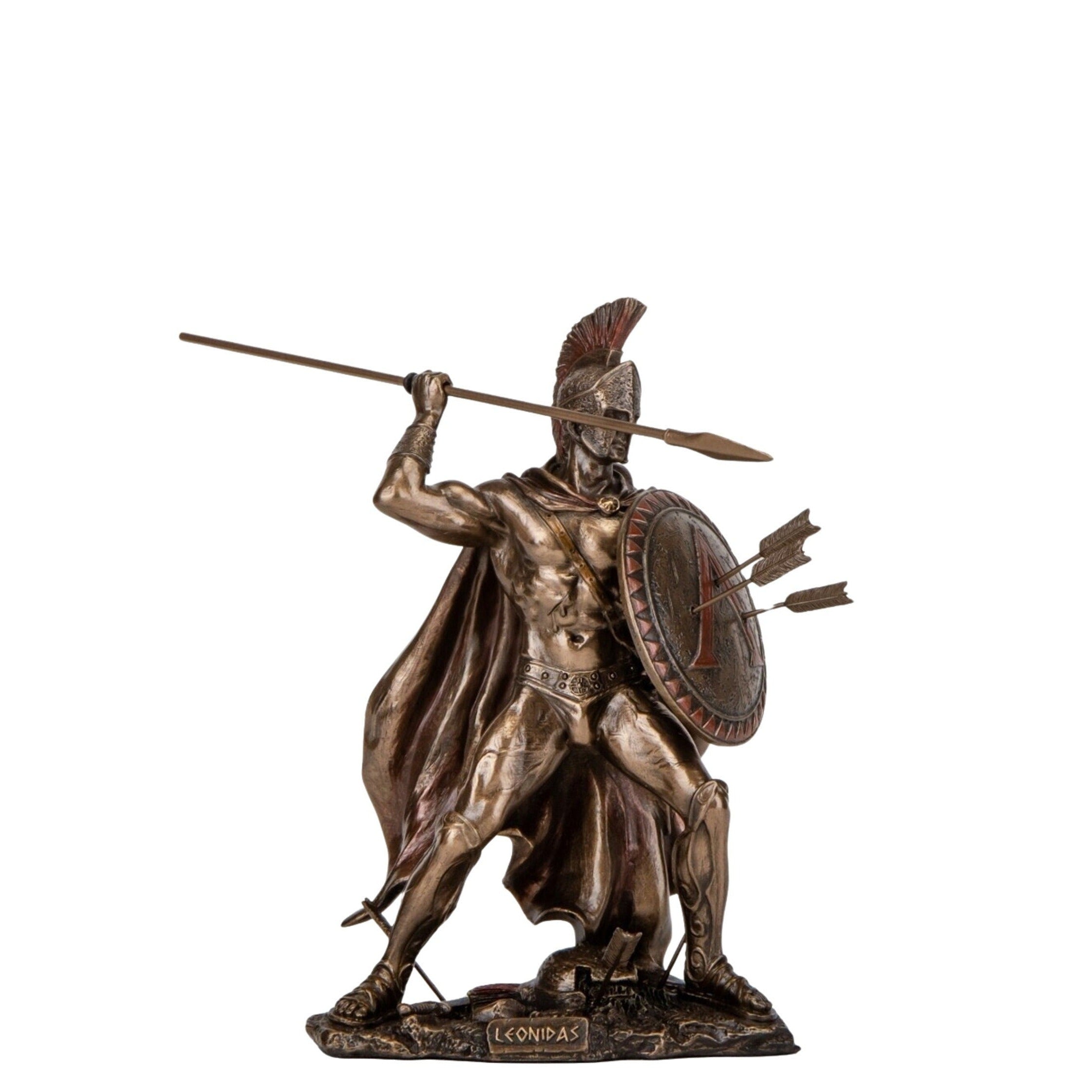 12.79 Inches Leonidas Spartan King Statue. Leonidas with Spear and Shield Sculpture.