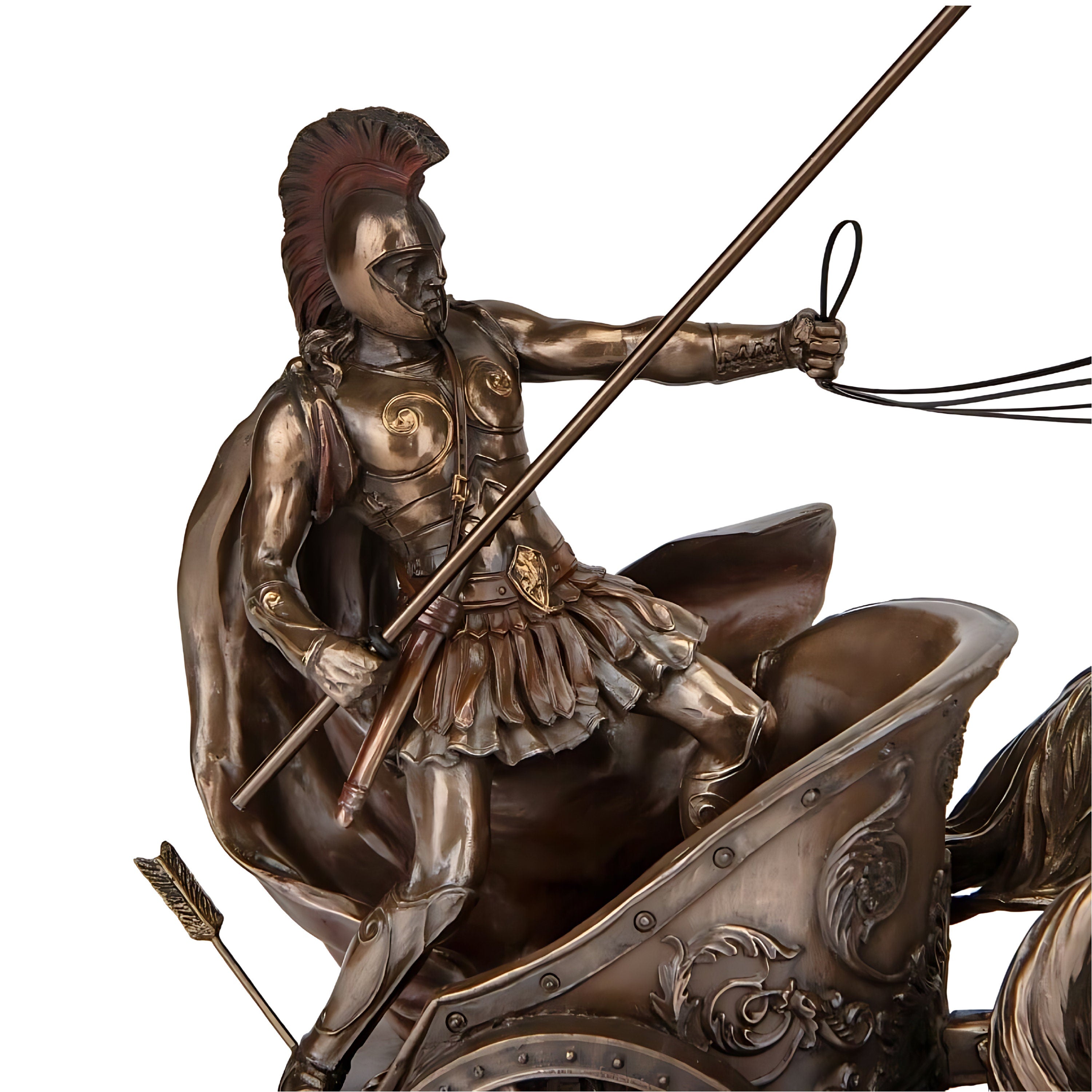 14.56 Inches Large Achilles Statue. Achilles riding Chariot Troy Battle Sculpture