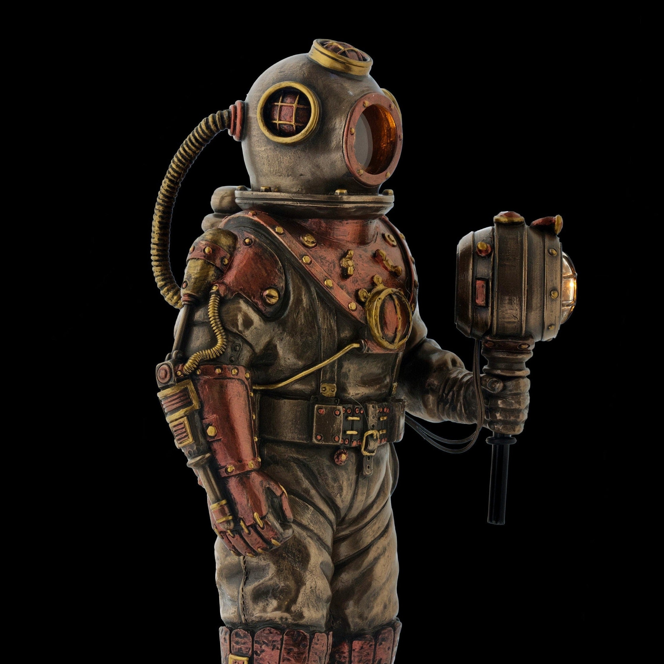 Steampunk Skeleton in Diver Suit with Led Light Statue