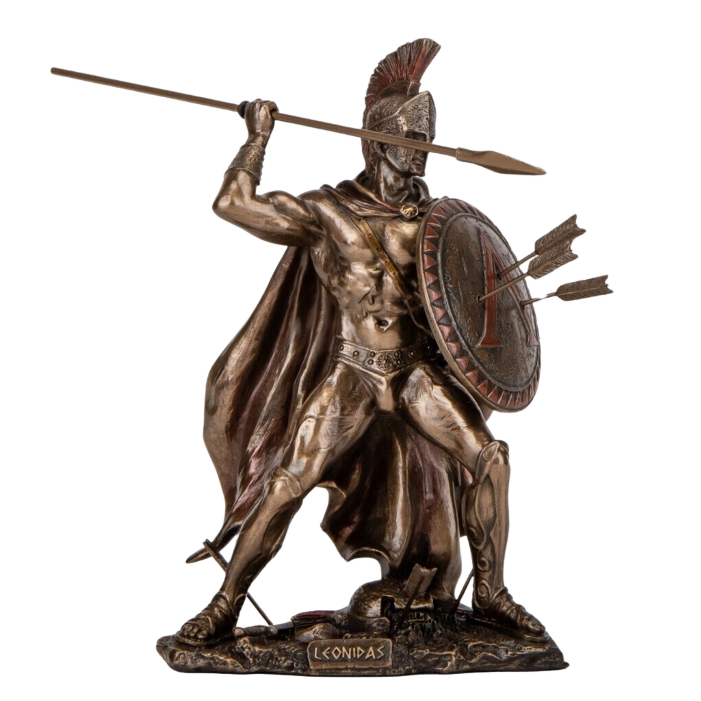 12.79 Inches Leonidas Spartan King Statue. Leonidas with Spear and Shield Sculpture.