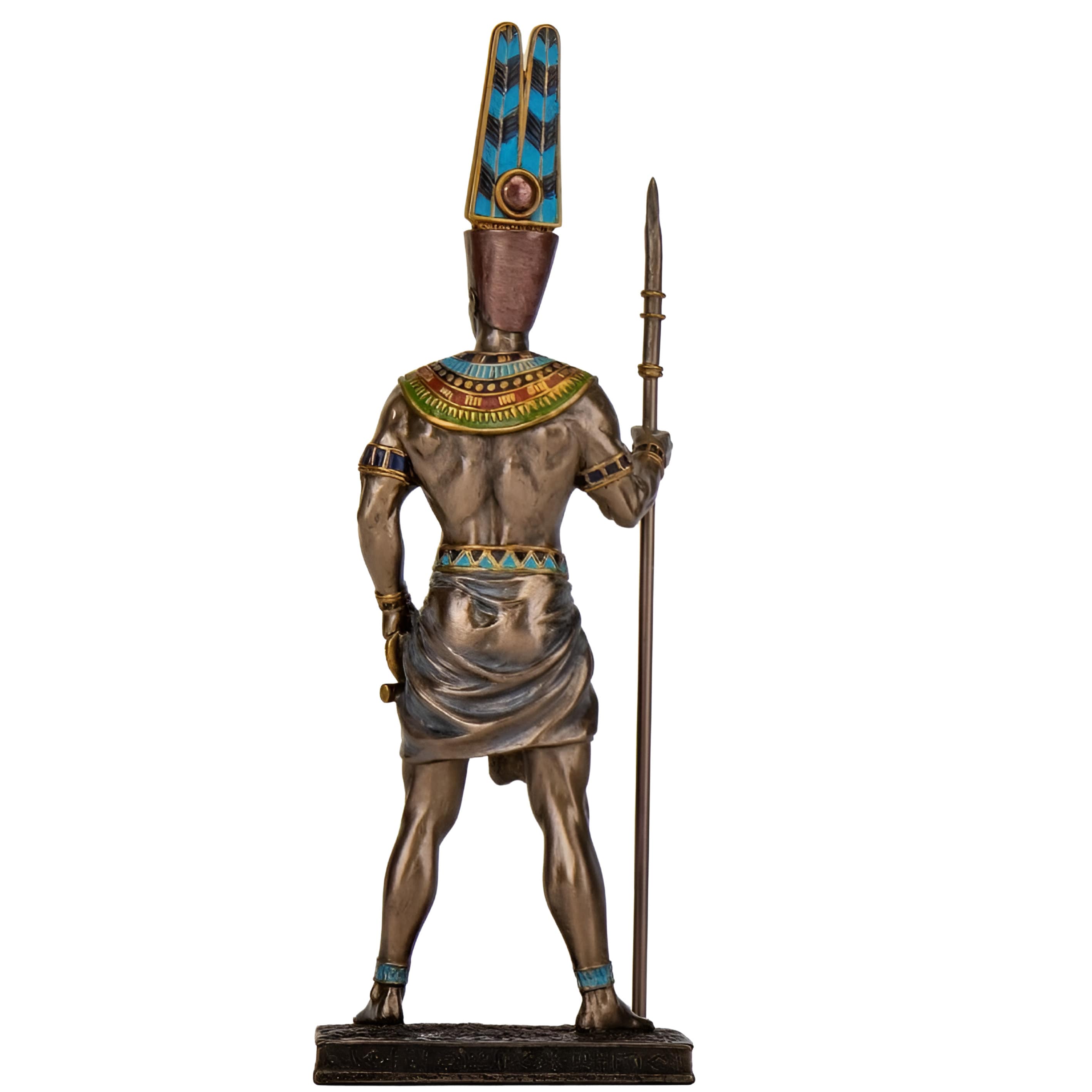 King Amun Statue: Bronzed Egyptian God Resin Sculpture (8.46 Inches)