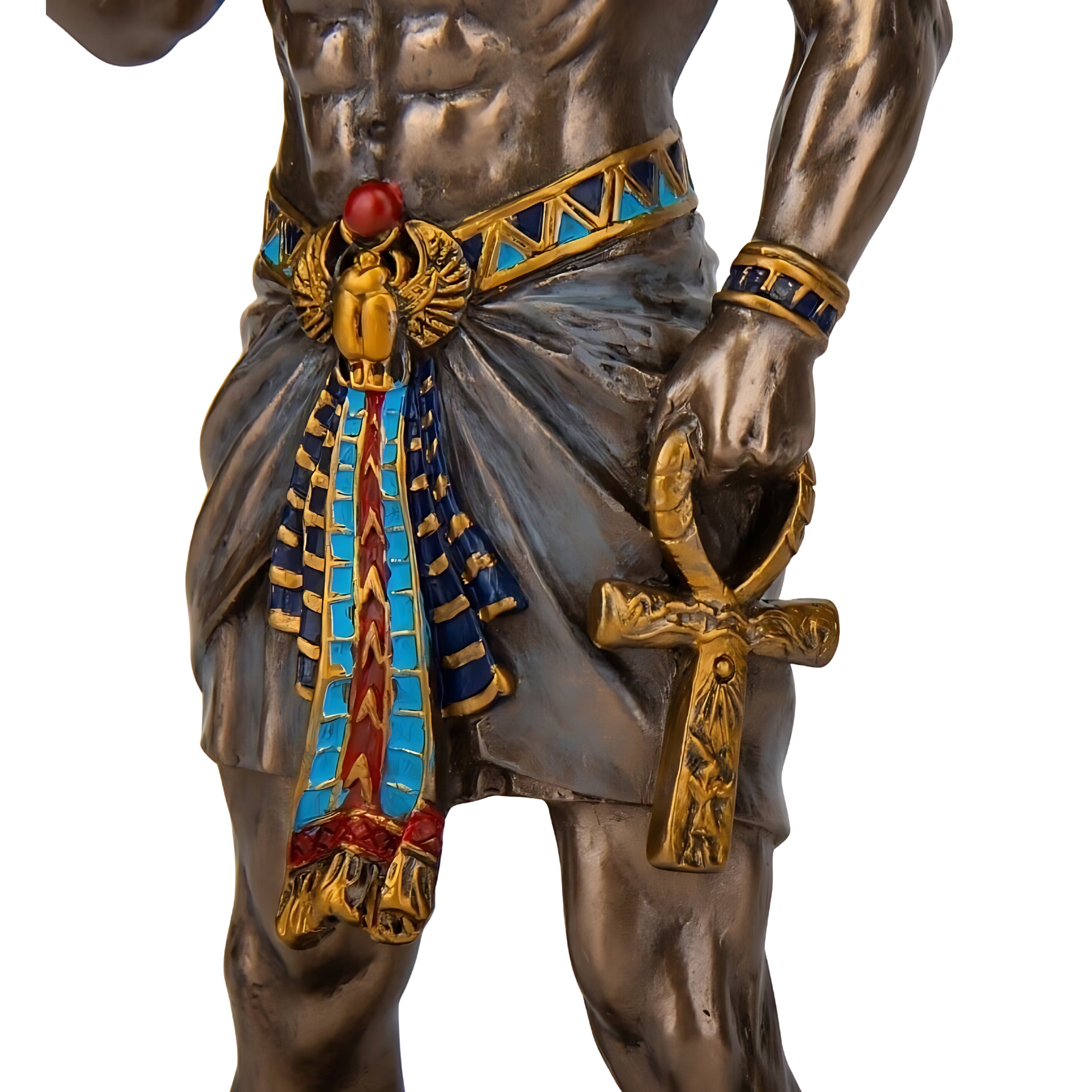 King Amun Statue: Bronzed Egyptian God Resin Sculpture (8.46 Inches)