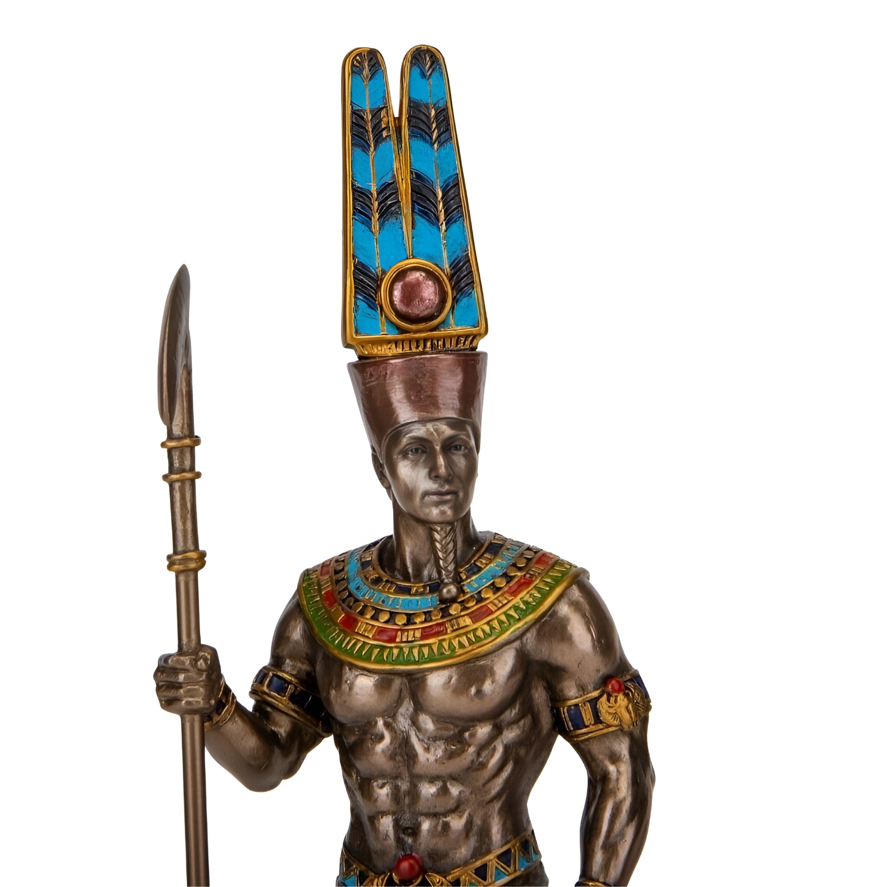 King Amun Statue: Bronzed Egyptian God Resin Sculpture (8.46 Inches)