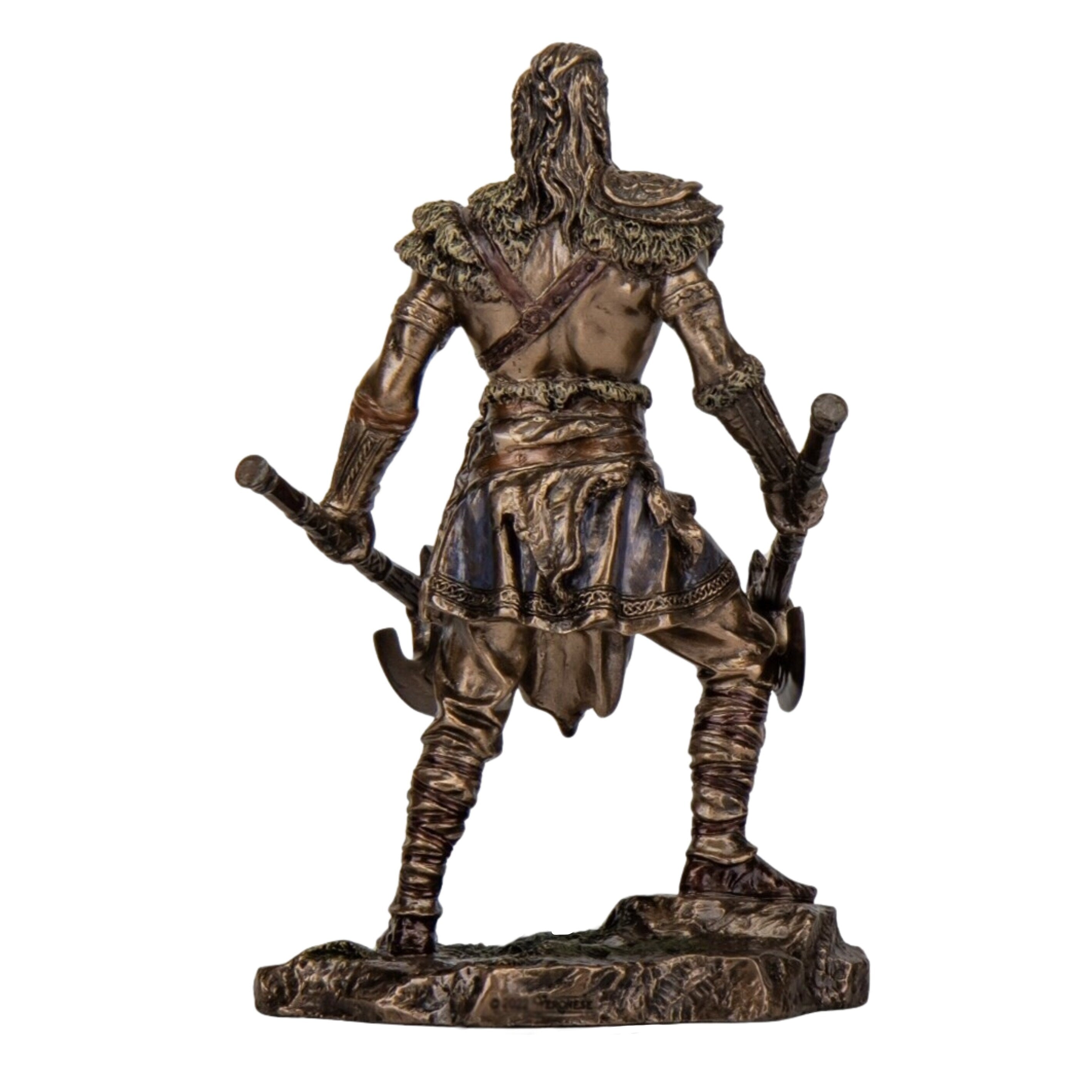 Viking Chief Gunnar with Two Battle Axe Statue.