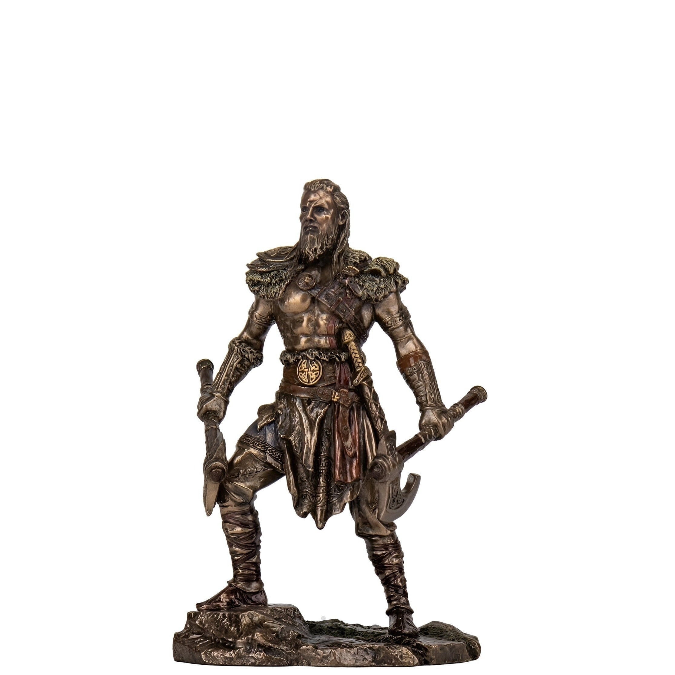 Viking Chief Gunnar with Two Battle Axe Statue.