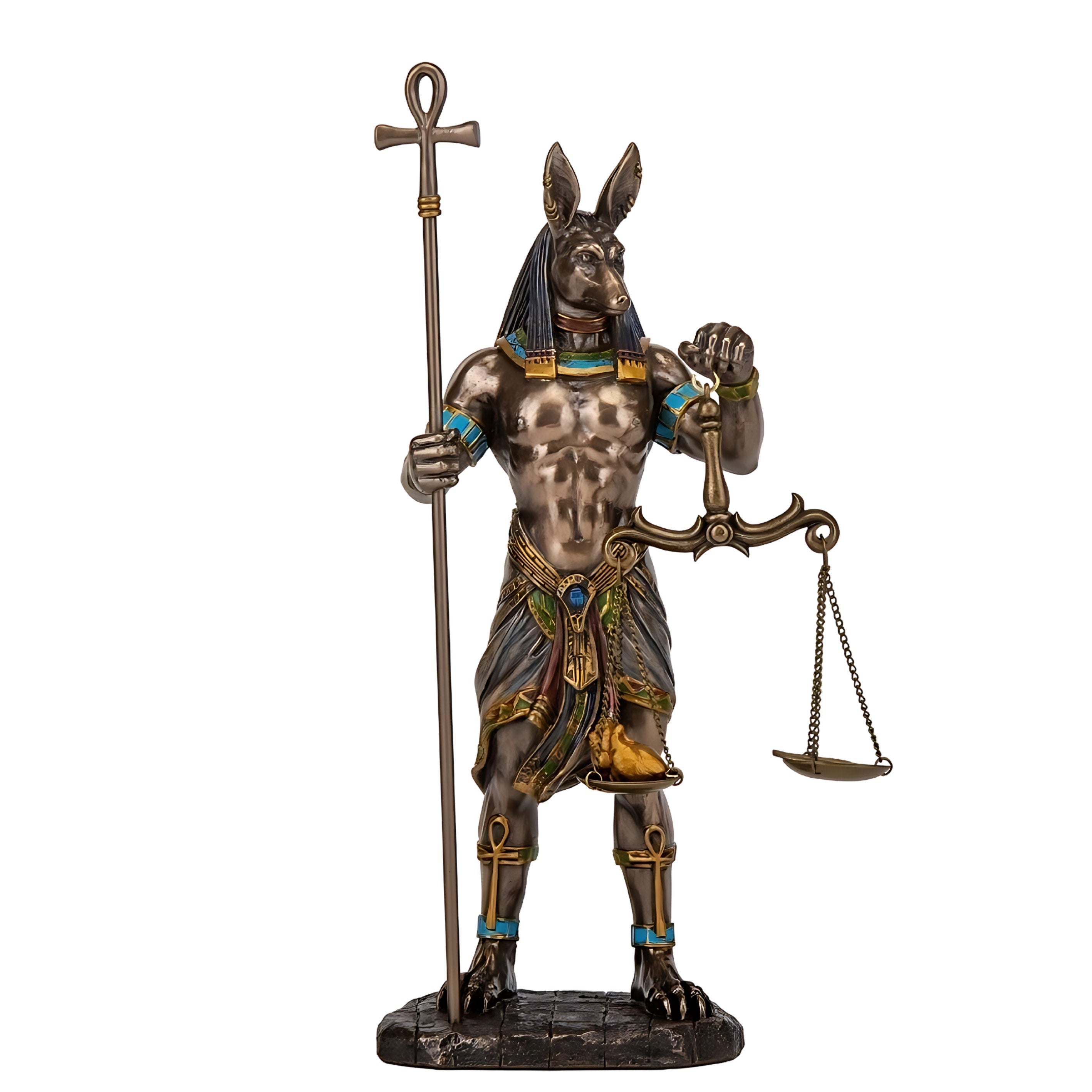 Anubis Figurine with Ankh Staff and Scales