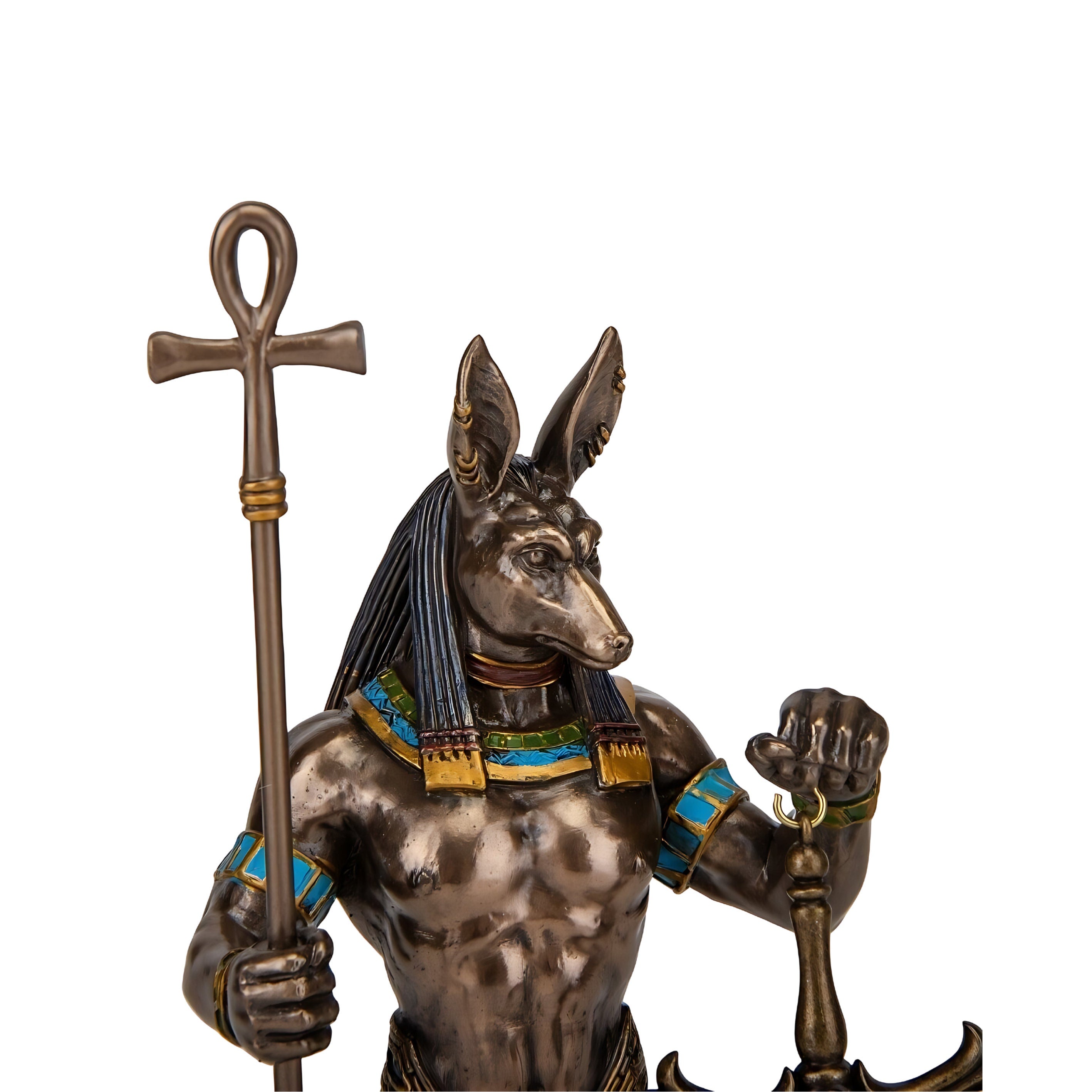 Anubis Figurine with Ankh Staff and Scales
