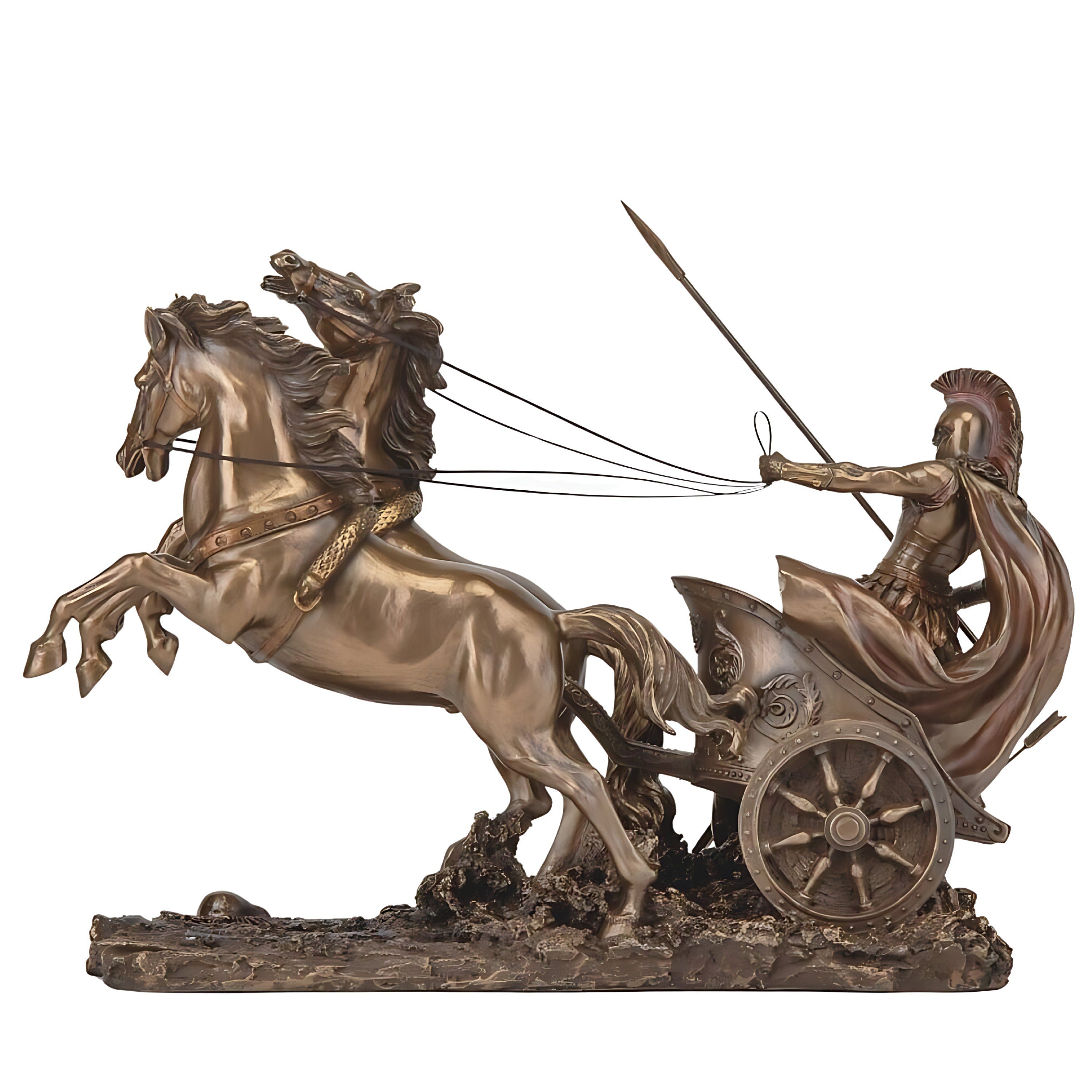 14.56 Inches Large Achilles Statue. Achilles riding Chariot Troy Battle Sculpture