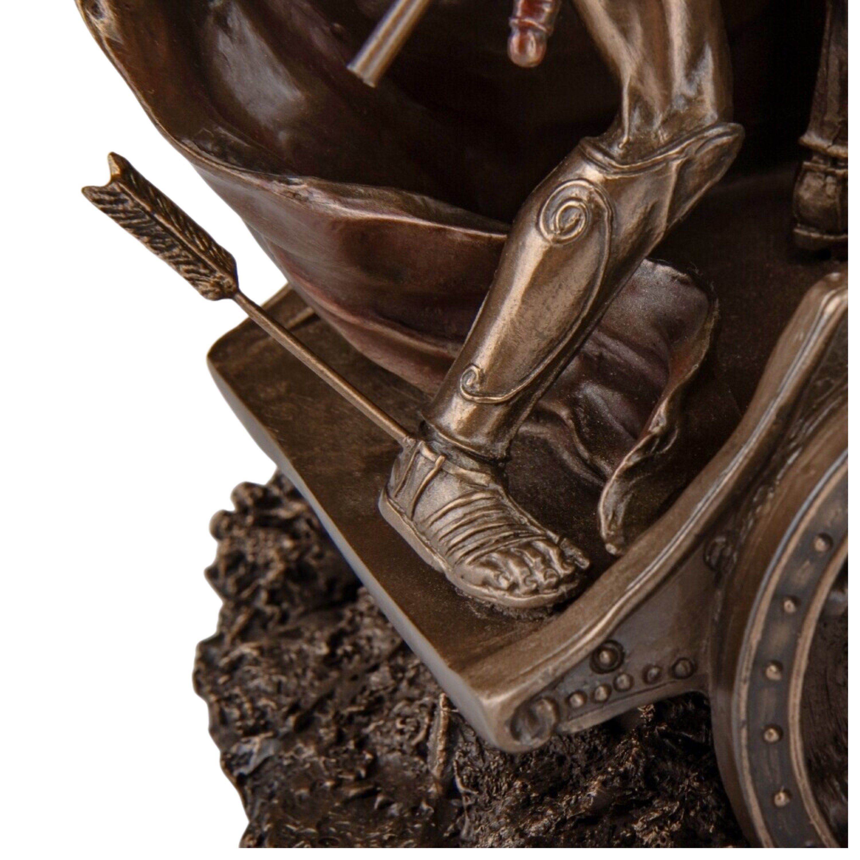 14.56 Inches Large Achilles Statue. Achilles riding Chariot Troy Battle Sculpture