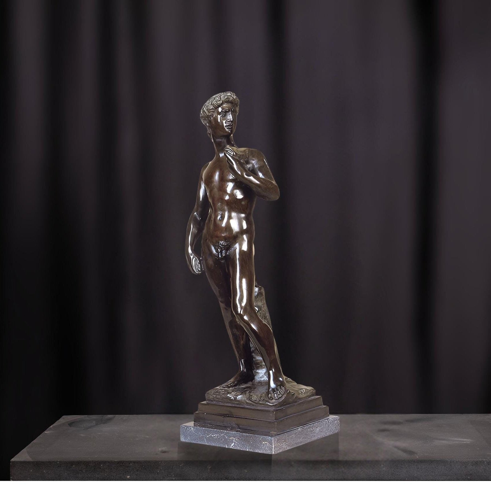 24 Inch Bronze David Sculpture: Michelangelo Museum Copy