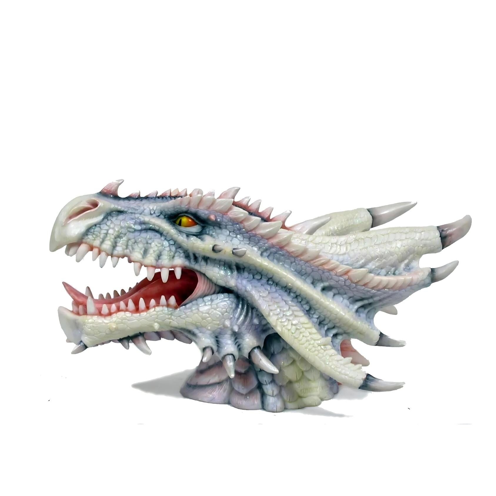 9 Inc White Dragon Head Bust