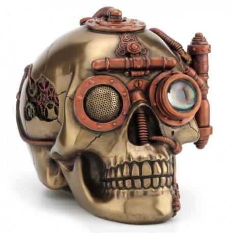 Steampunk Skull with Secret Drawer Statue Trinket Box