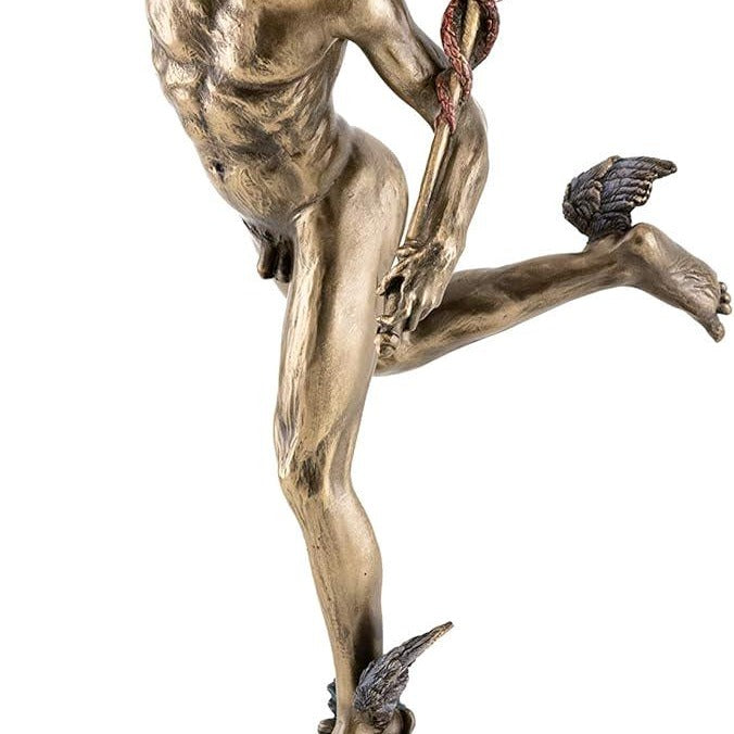 Flying Mercury Sculpture: Cold Cast Bronze Finish, Museum Grade Figurine (14.57 Inch)