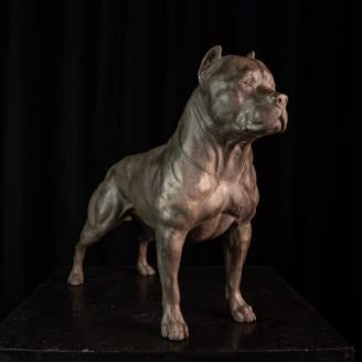 Life Size Solid Bronze Pitbull Garden Sculpture (16 Inches)