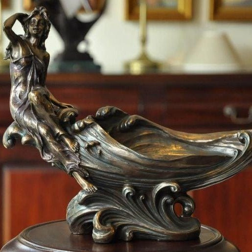 Art Nouveau Candy Centerpiece Bowl with Female Figure