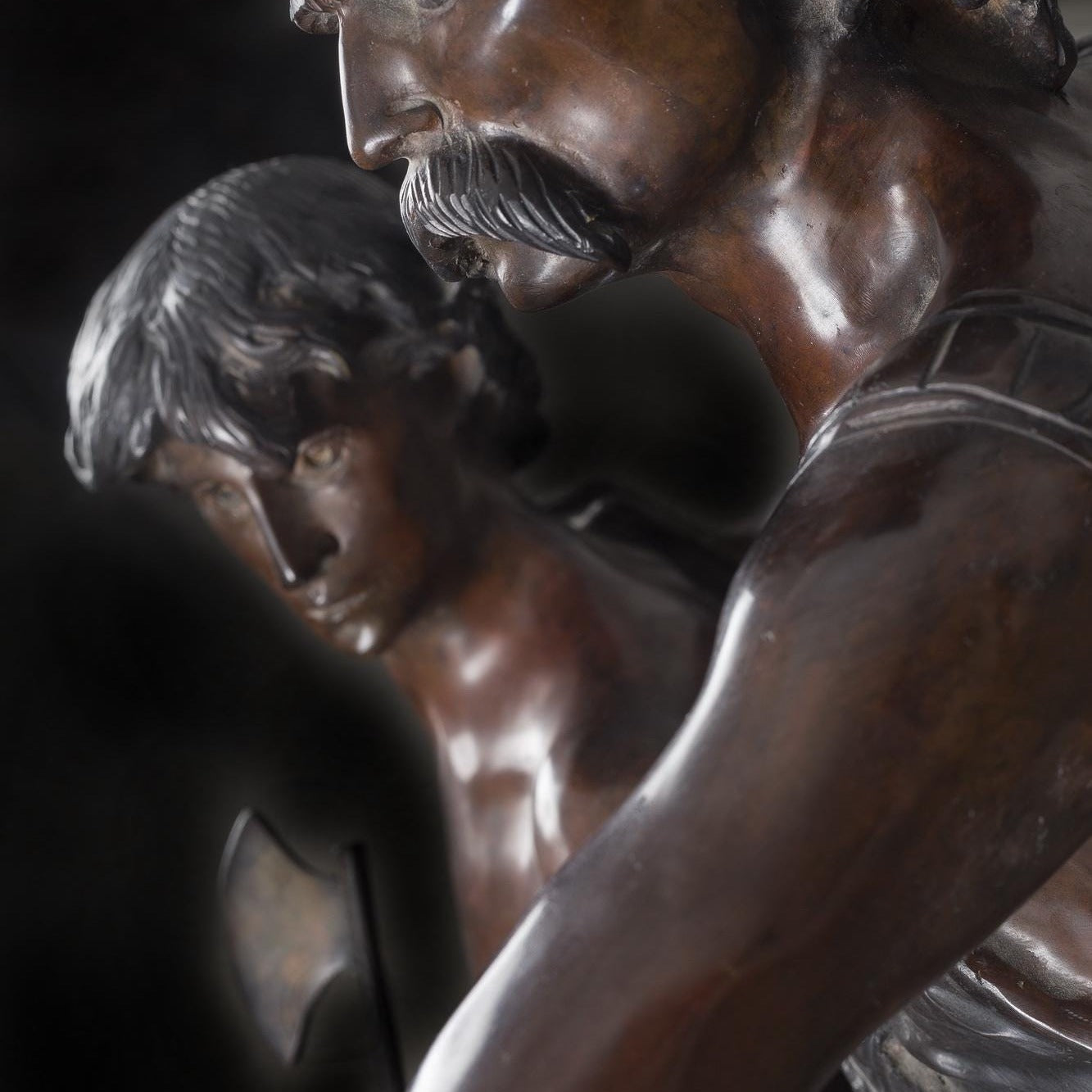 Bronze Vercingetorix and Son Sculpture: Lost Wax Viking Statue (33 Inch)