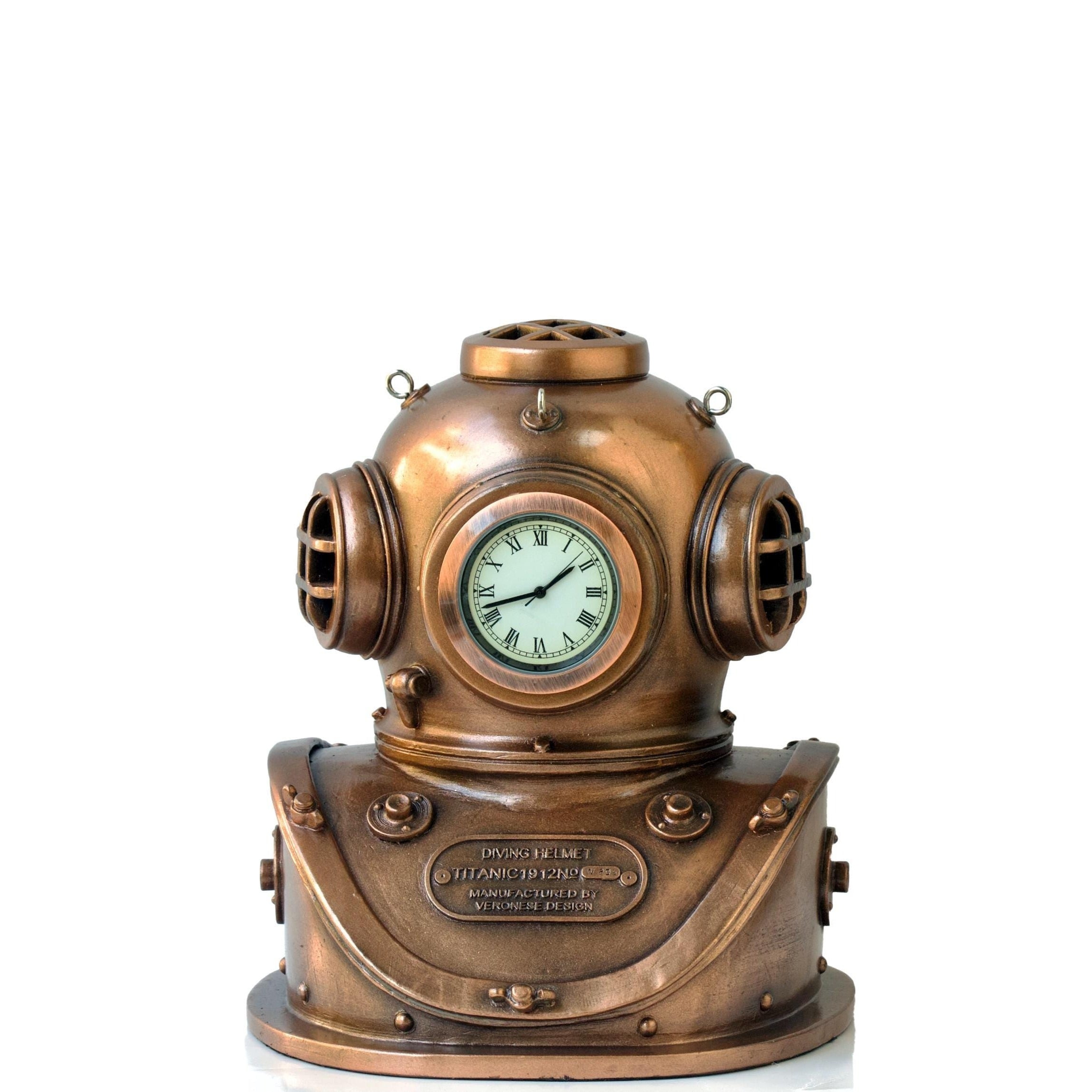 Steampunk Diving Helmet Tabletop Clock: Veronese Design