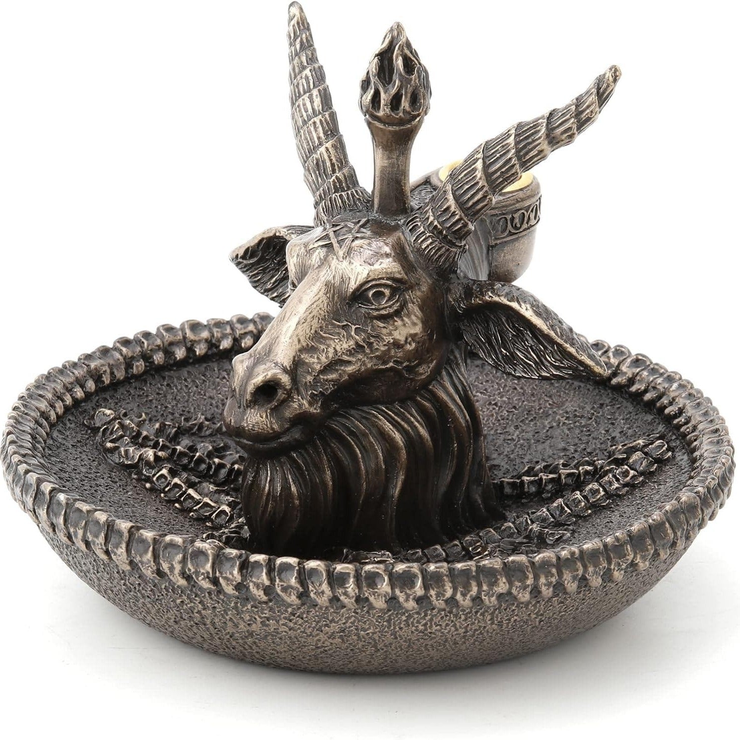 Baphomet Incense Holder: Cold Cast Bronze Goat Head Altar Decor