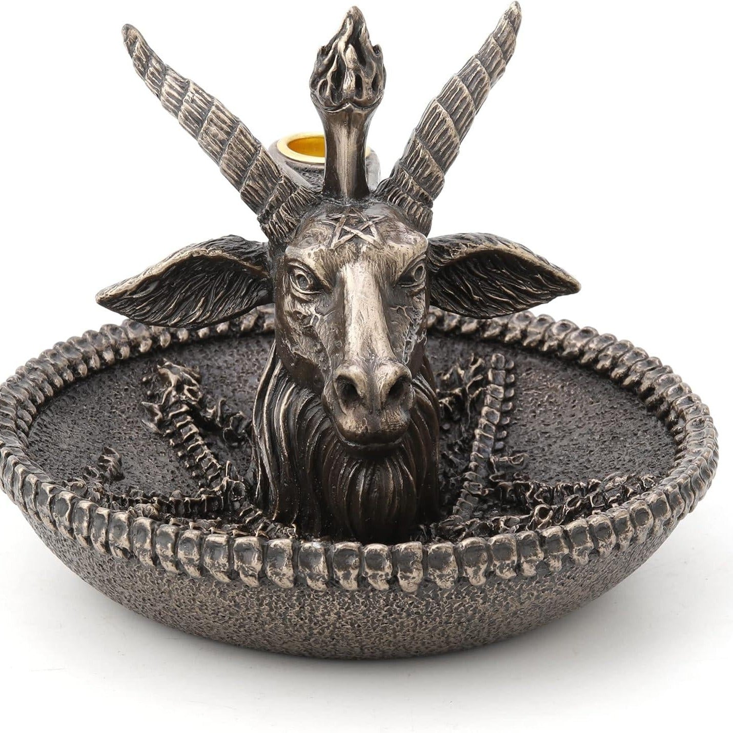 Baphomet Incense Holder: Cold Cast Bronze Goat Head Altar Decor