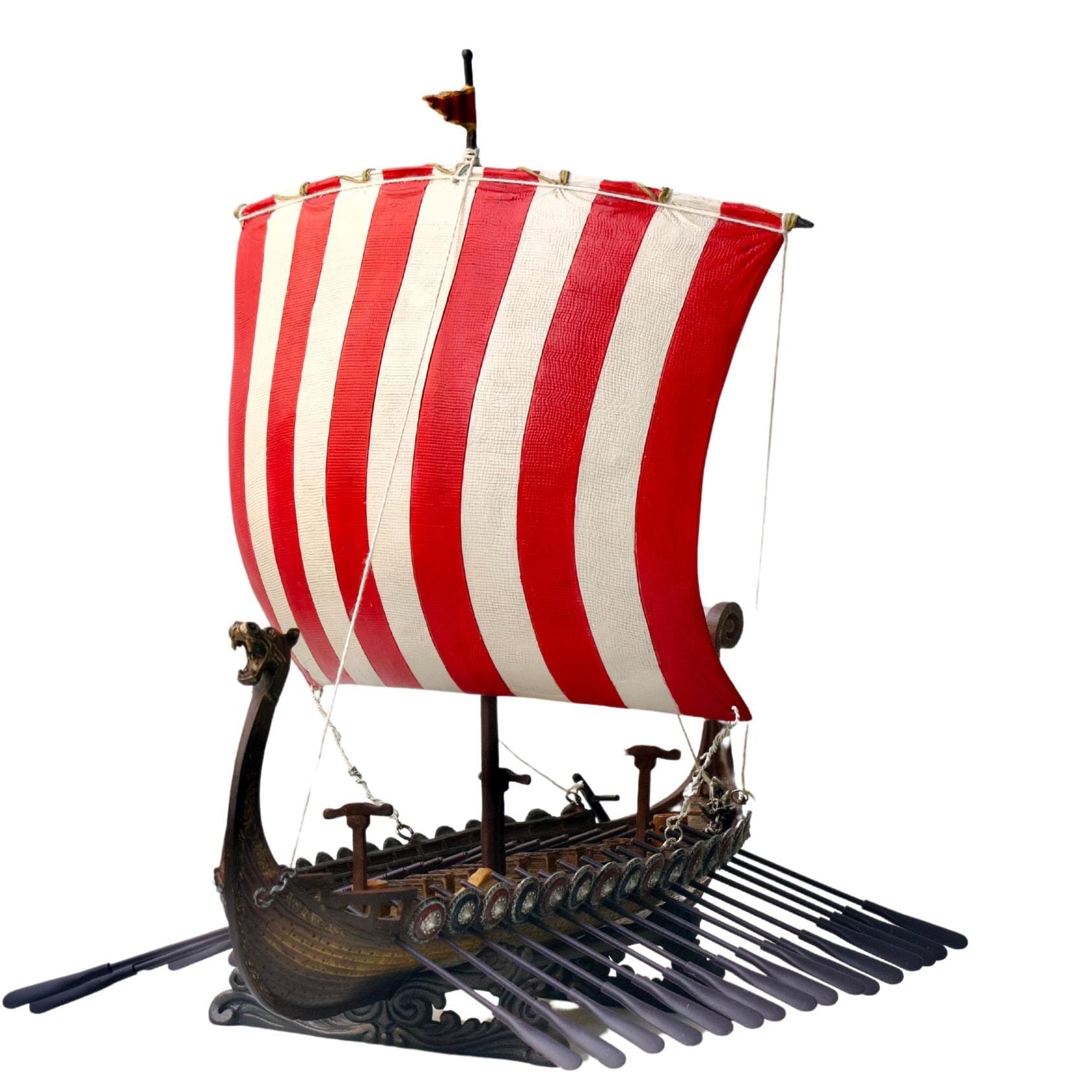 Viking Drakkar Ship: 13" Hand-Painted Resin Longship Replica