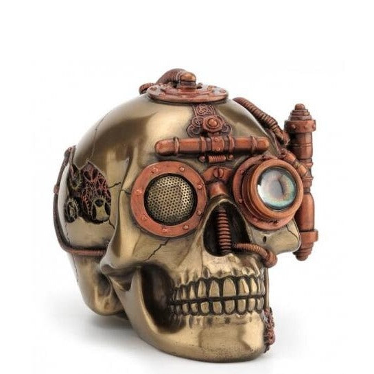 Steampunk Skull with Secret Drawer Statue Trinket Box
