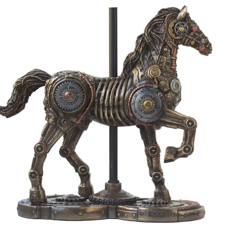 Steampunk Horse Desk Lamp, Double Light Mesh Table Lamp