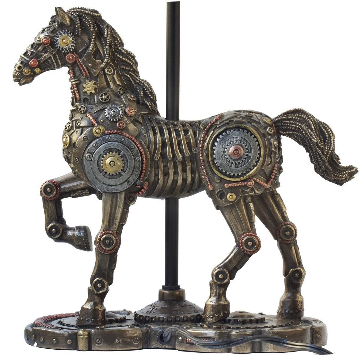 Steampunk Horse Desk Lamp, Double Light Mesh Table Lamp