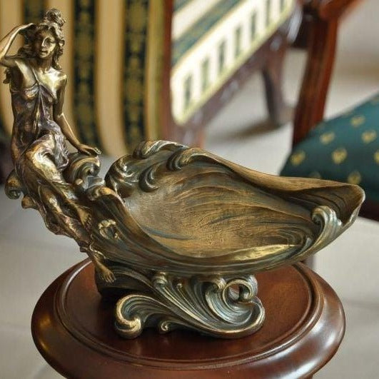 Art Nouveau Candy Centerpiece Bowl with Female Figure