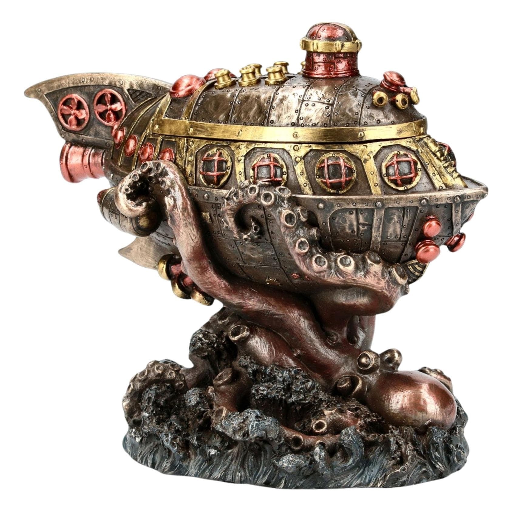 Steampunk Submarine vs Octopus Trinket Box