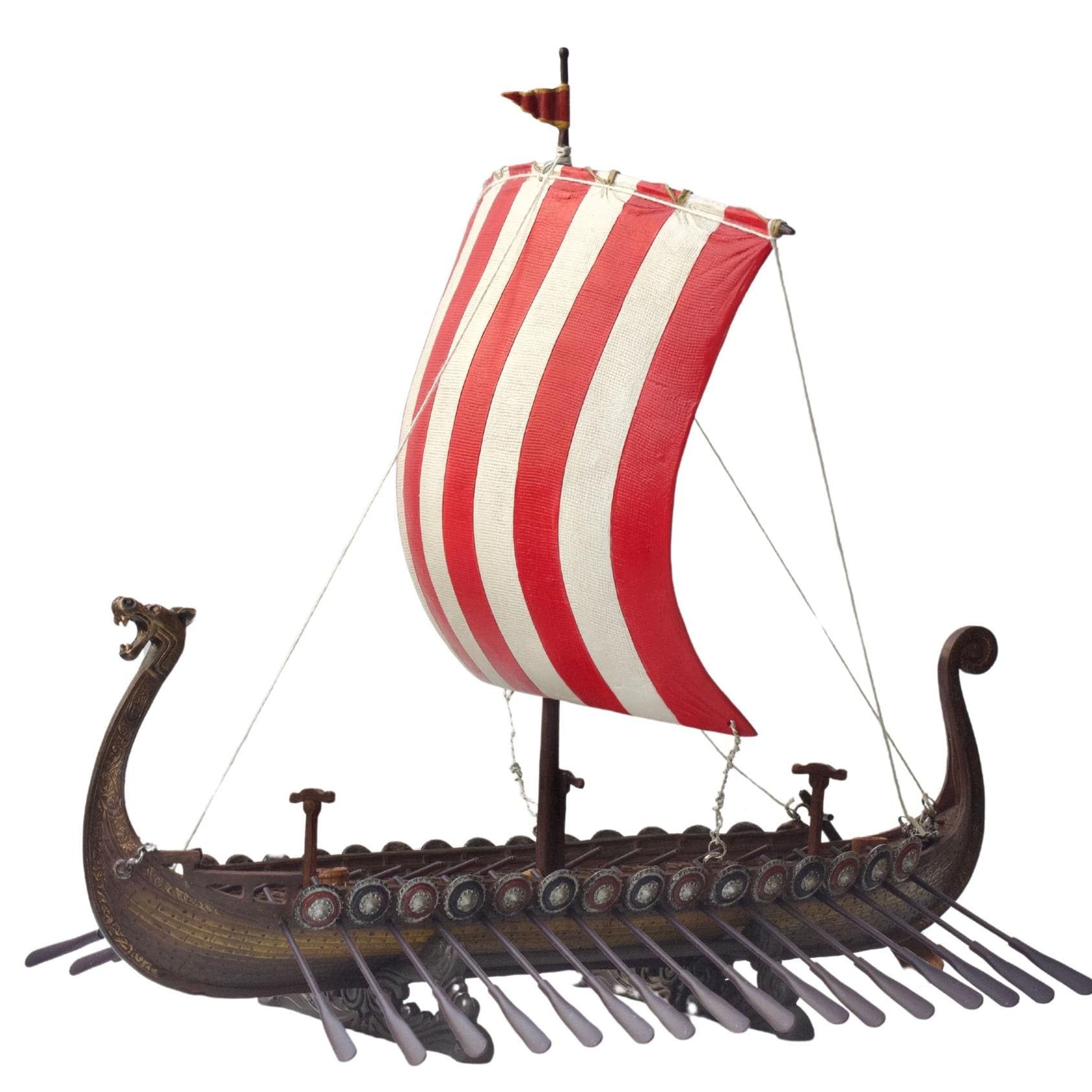 Viking Drakkar Ship: 13" Hand-Painted Resin Longship Replica