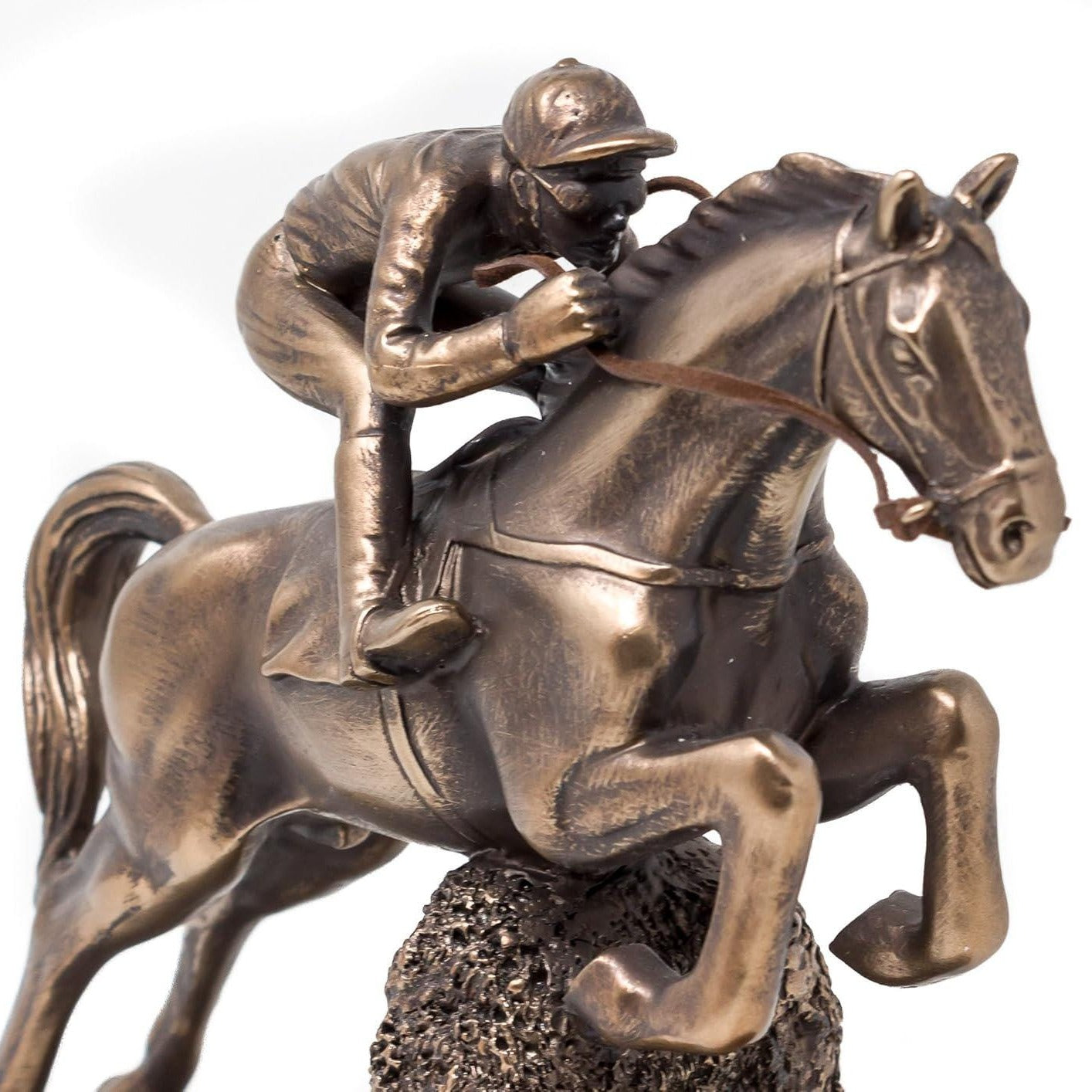 Bronzed Horseman Statue: Veronese Design Jockey Figurine