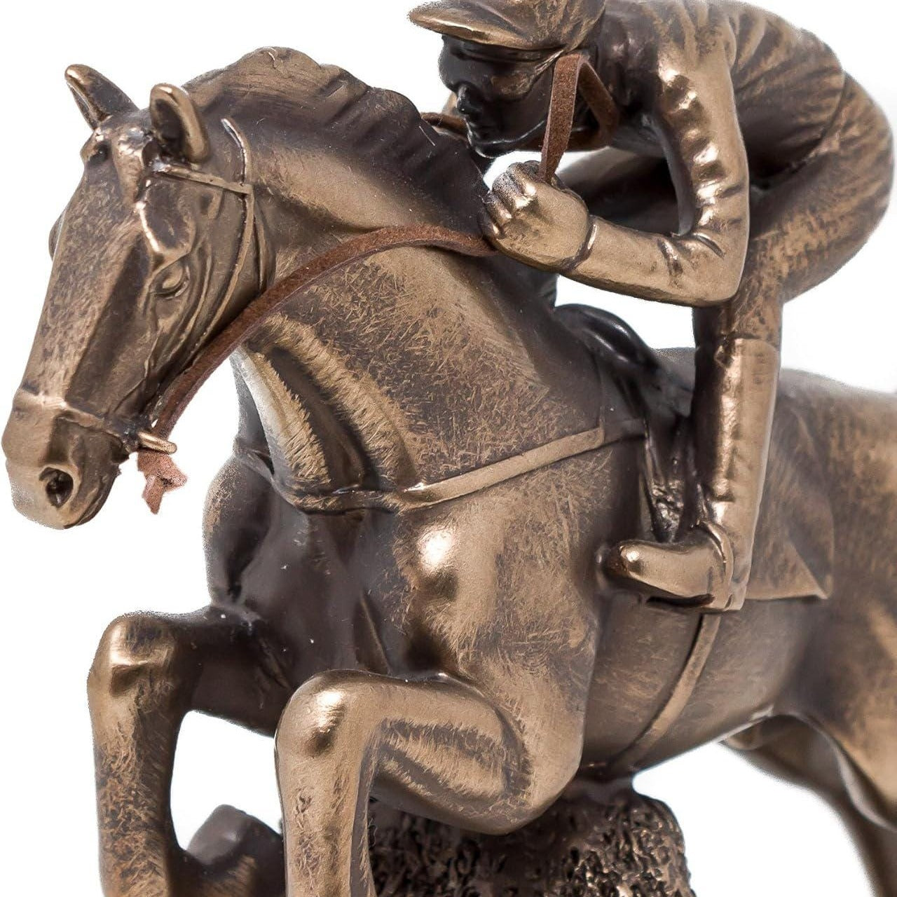 Bronzed Horseman Statue: Veronese Design Jockey Figurine