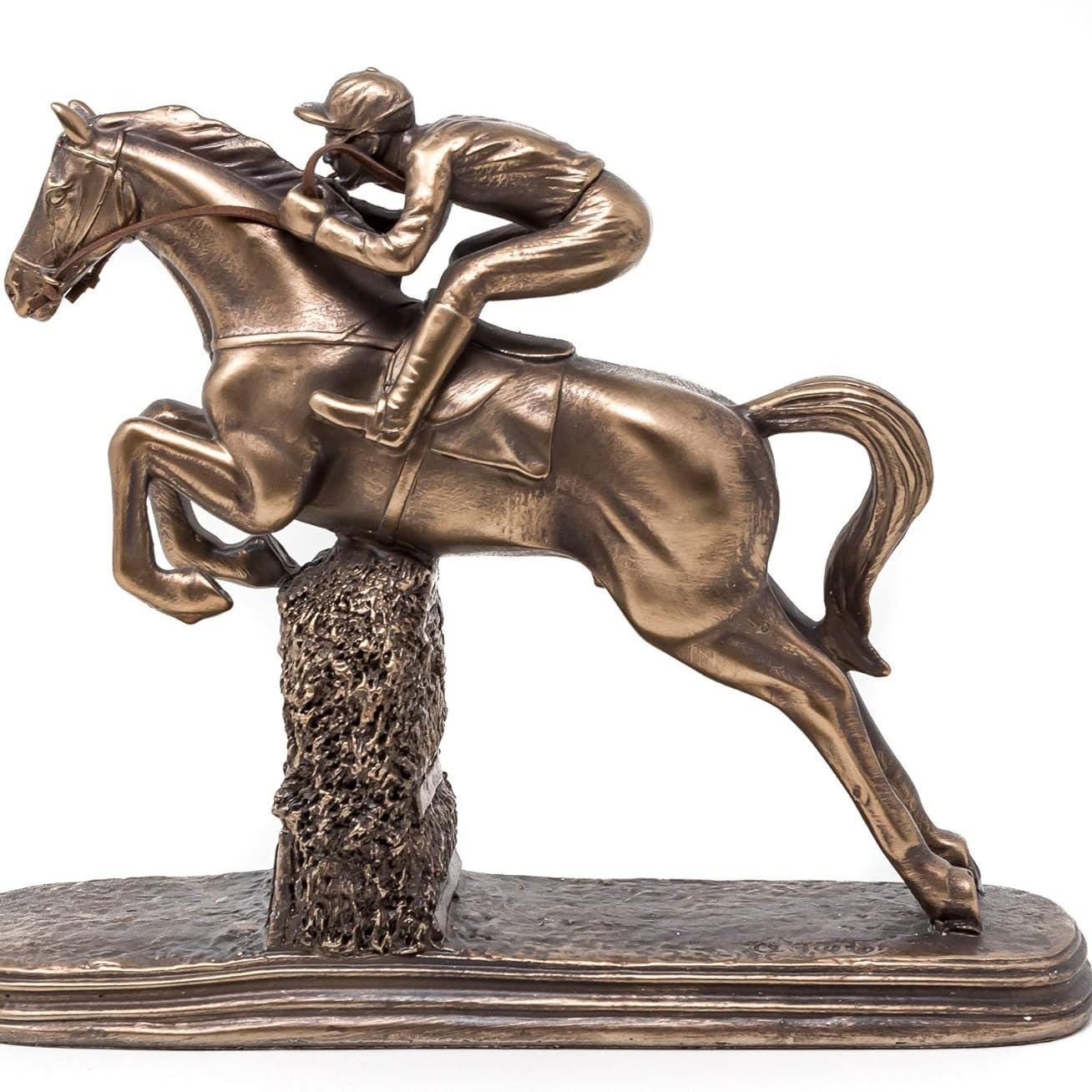Bronzed Horseman Statue: Veronese Design Jockey Figurine
