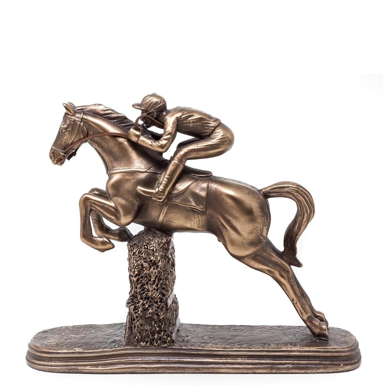 Bronzed Horseman Statue: Veronese Design Jockey Figurine