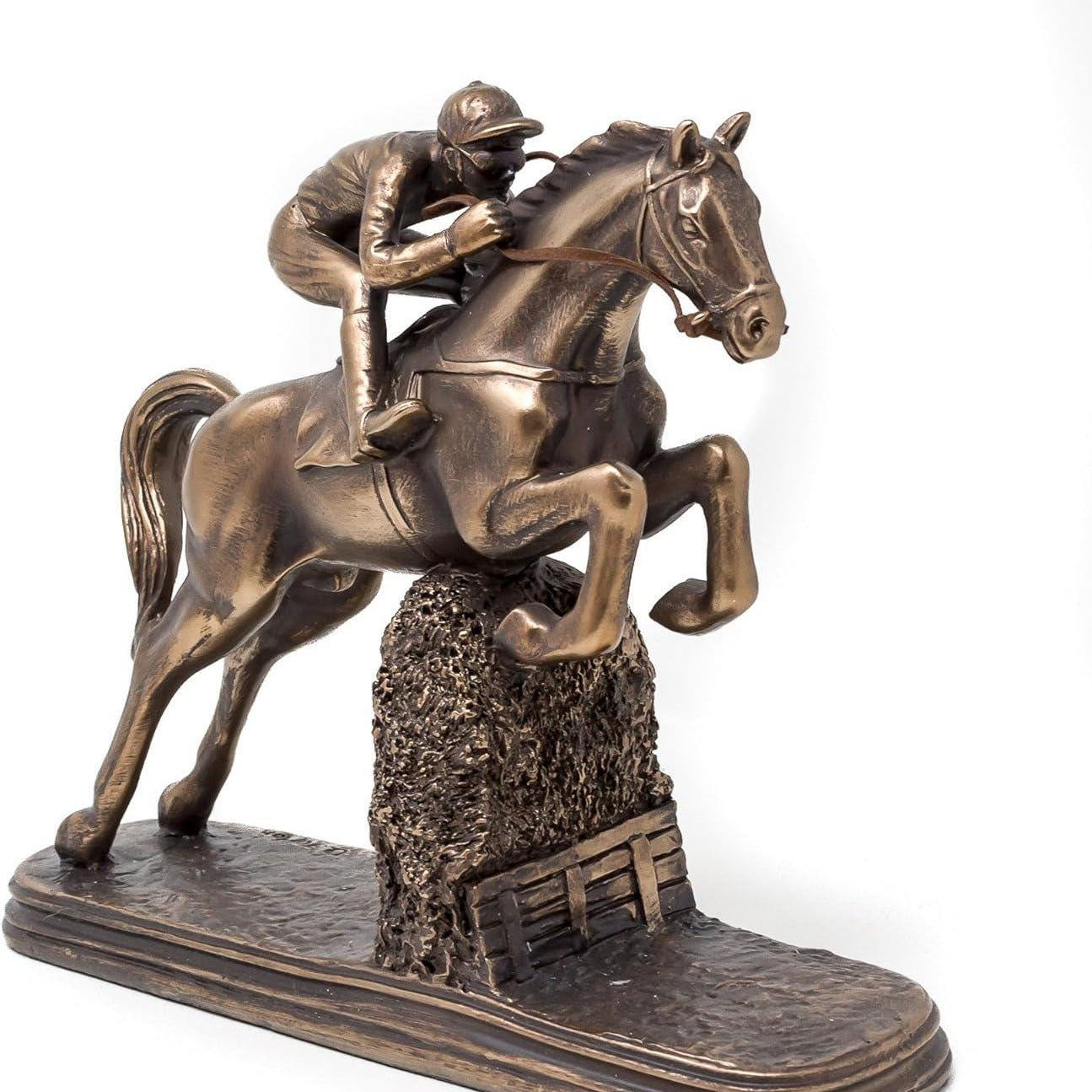 Bronzed Horseman Statue: Veronese Design Jockey Figurine