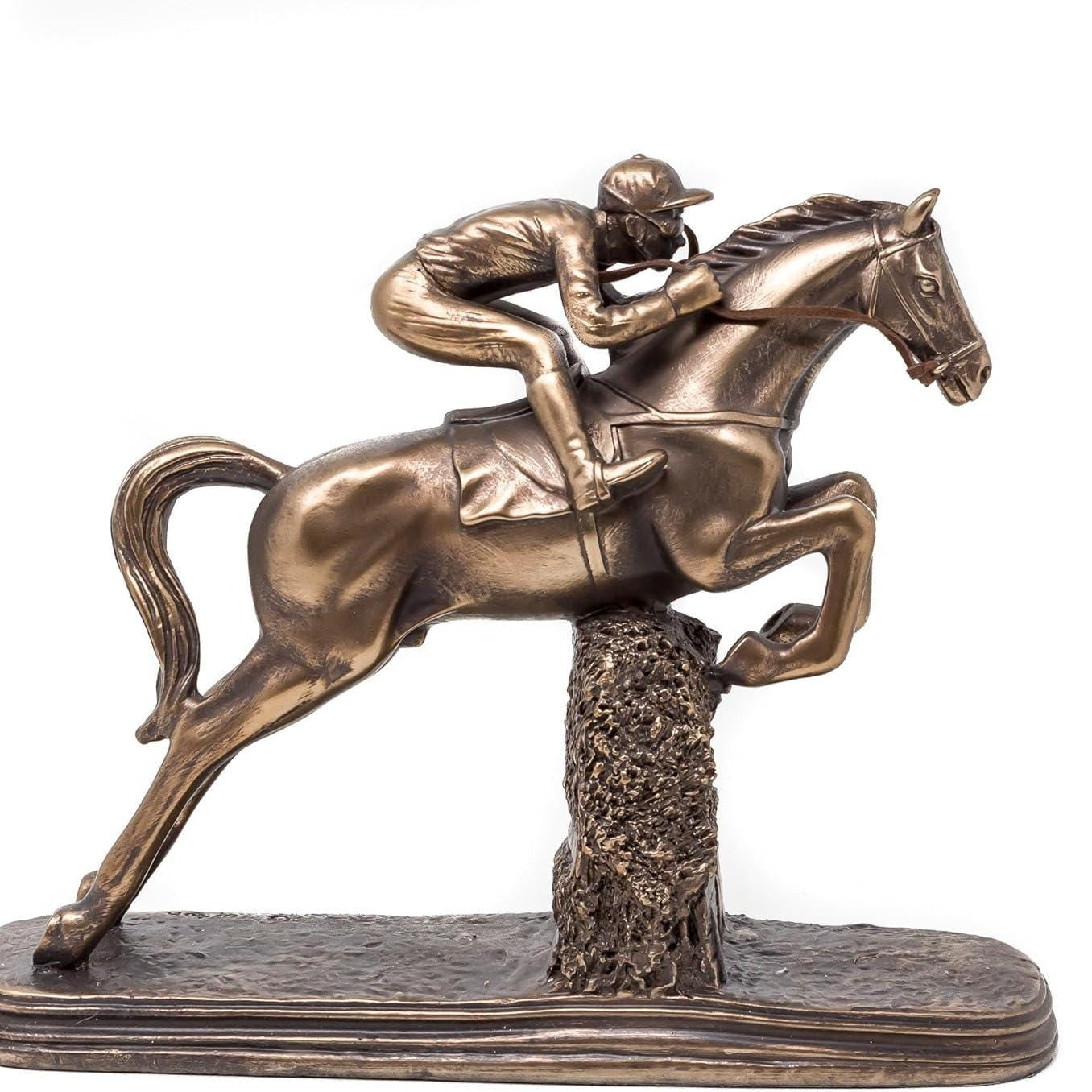 Bronzed Horseman Statue: Veronese Design Jockey Figurine