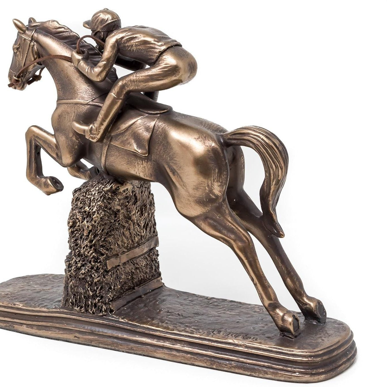 Bronzed Horseman Statue: Veronese Design Jockey Figurine